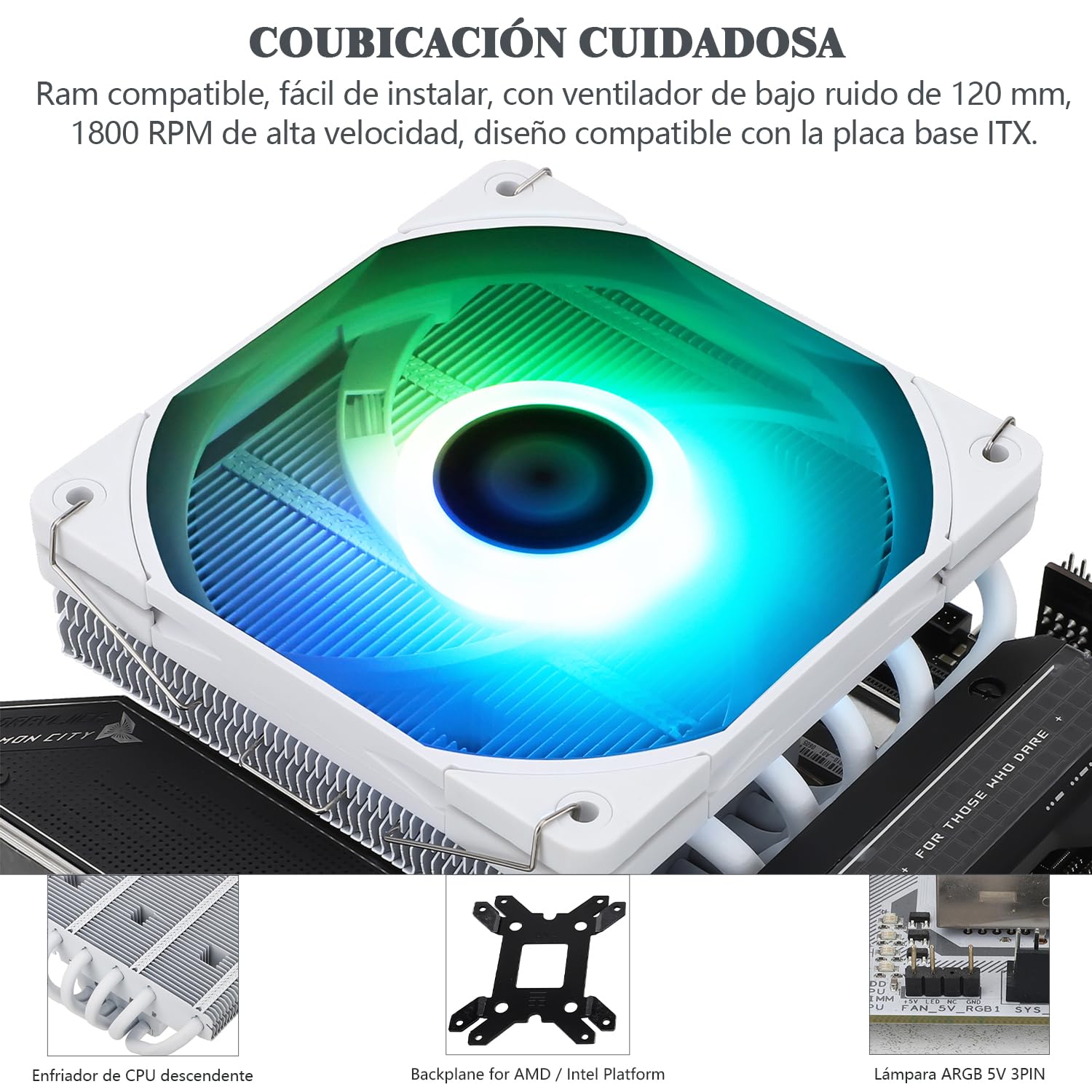 THERMALRIGHT AXP120-X67 BIAŁY ARGB niskoprofilowy chłodnik powietrza do CPU z prawym 120-mm-TL-C12015W-S wentylatorem PWM, 6 heatpipes, 67 mm wysokości, dla AMD AM4/Intel LGA 1700/1150/1151/1155/1156