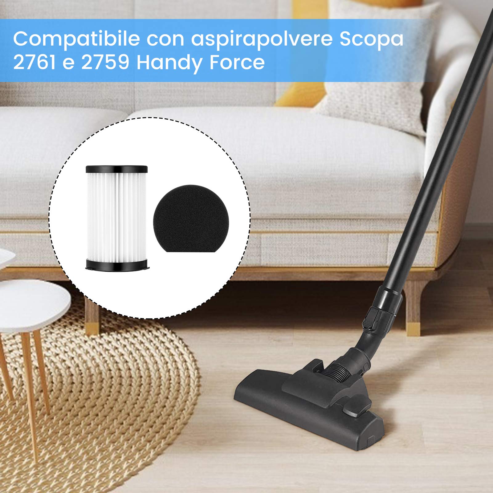 12 Filtri Di Ricambio Per Aspirapolvere Ariete Handyforce 2761 E 2759 - 6 HEPA + 6 Spugne - Foto 11