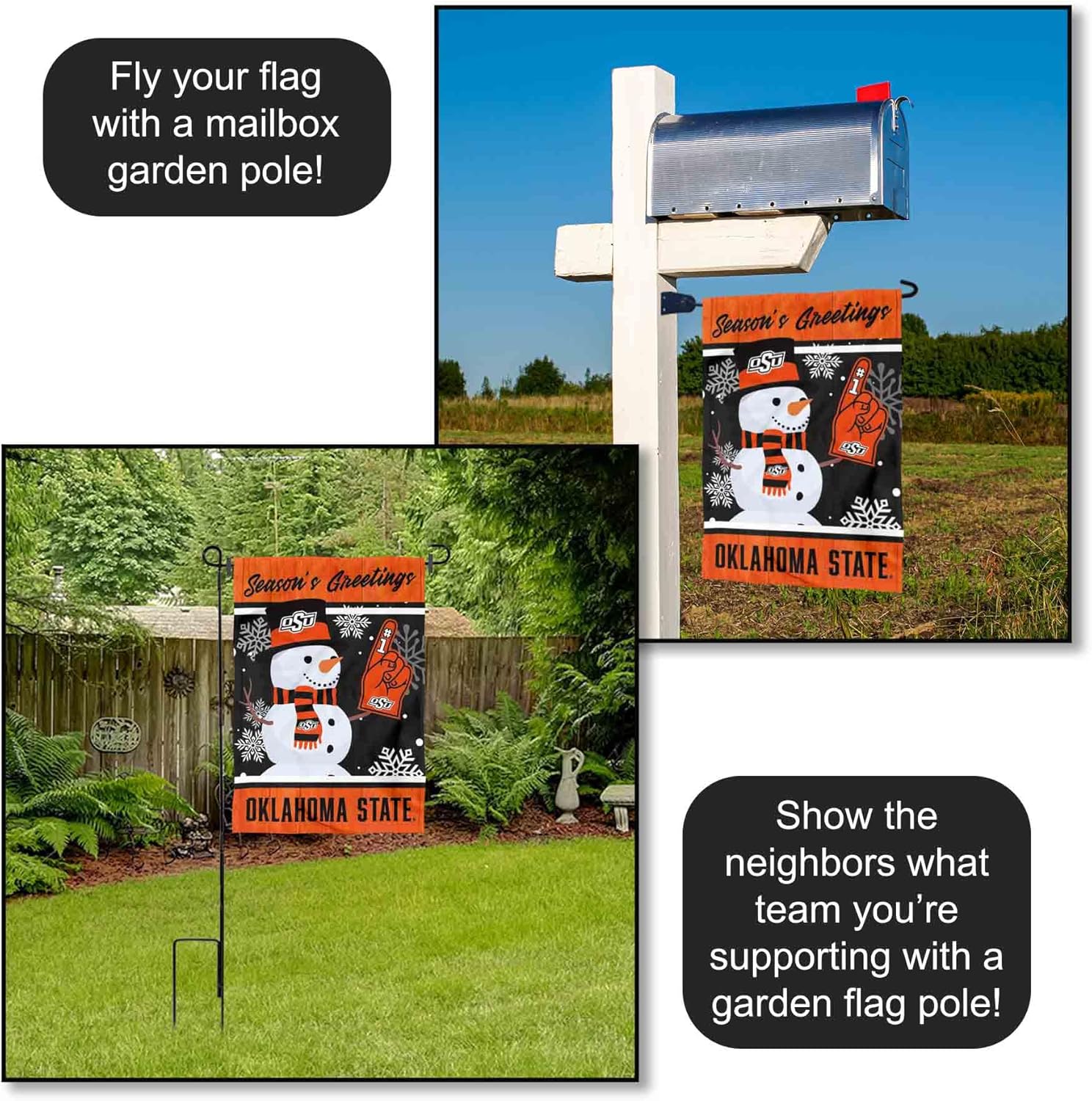 Oklahoma State Cowboys Holiday Winter Snow Garden Banner Flag - Image 4