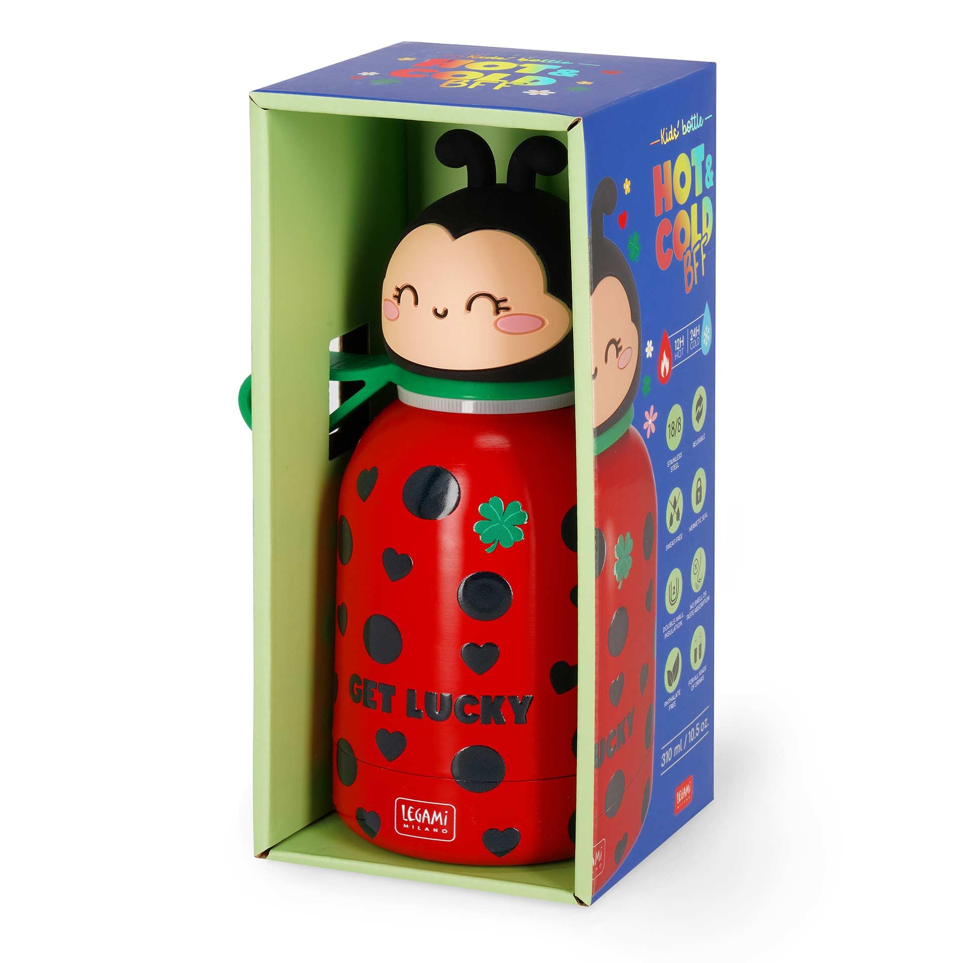 Legami Thermos enfant Hot&Cold BFF Ladybug acier inoxydable 18/8 double paroi fermeture hermétique 12h