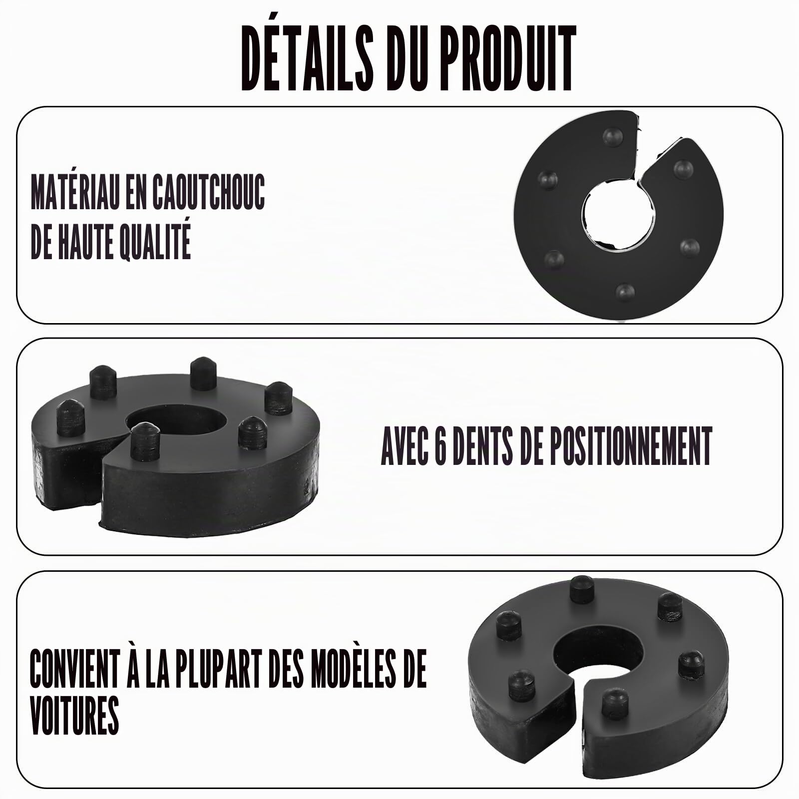 Lot de 8 limiteurs de débattement : limiteurs de débattement universels de 16 mm avec positionnement à 6 positions VA ou HA, limiteurs de débattement auto stick clip, clip de remplacement limiteurs de