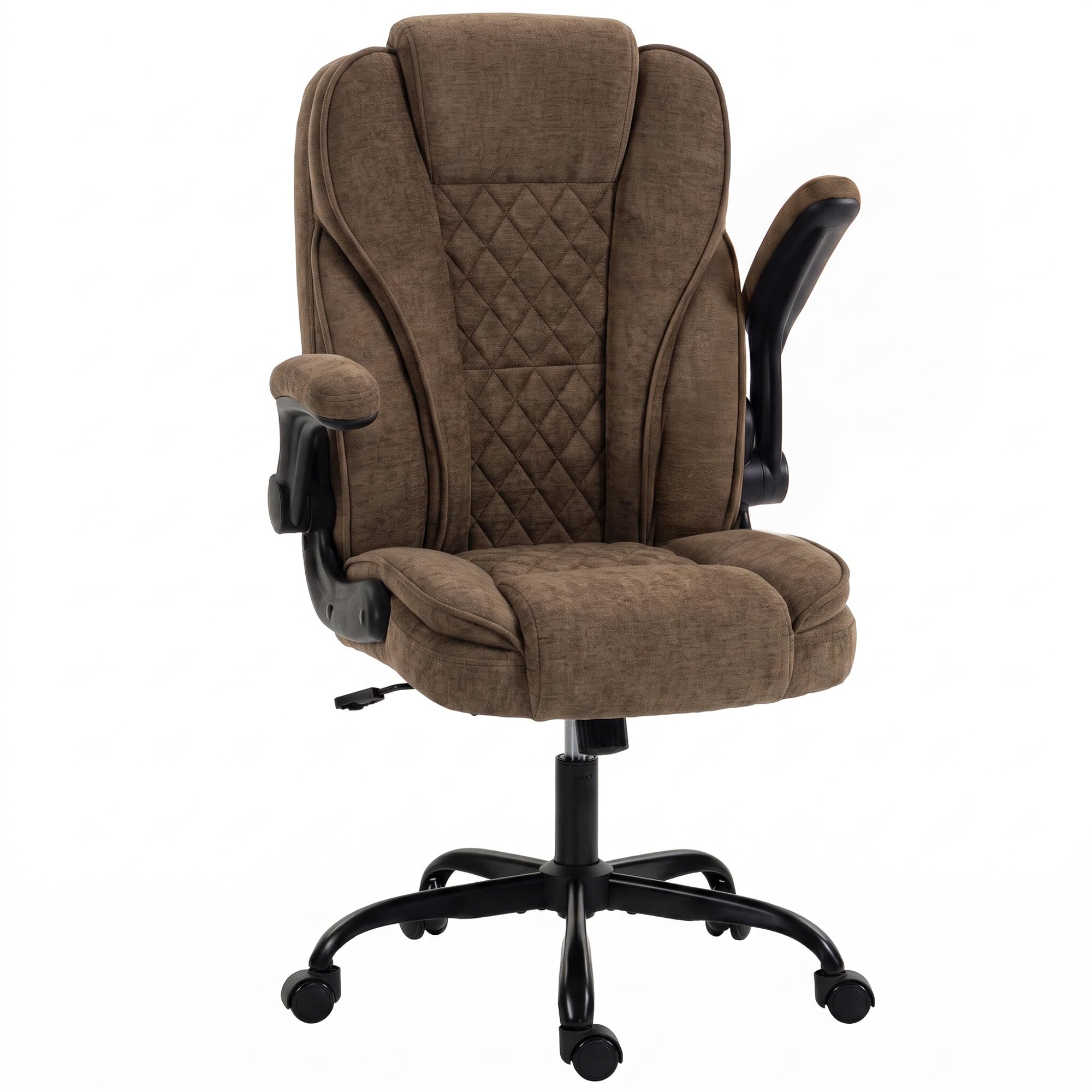 HOMCOM Office Chair Padded Flip-up Armrest Multiple Angle Rocking Brown