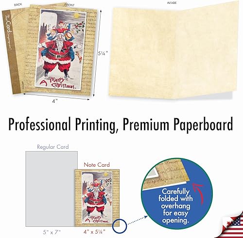 Miniatura 6 de The Best Card Company - Caja de 10 tarjetas de Navidad en blanco - Surtido de Papá Noel, adornos y tarjetas navideñas con sobres (4 x 5.12 pulgadas)