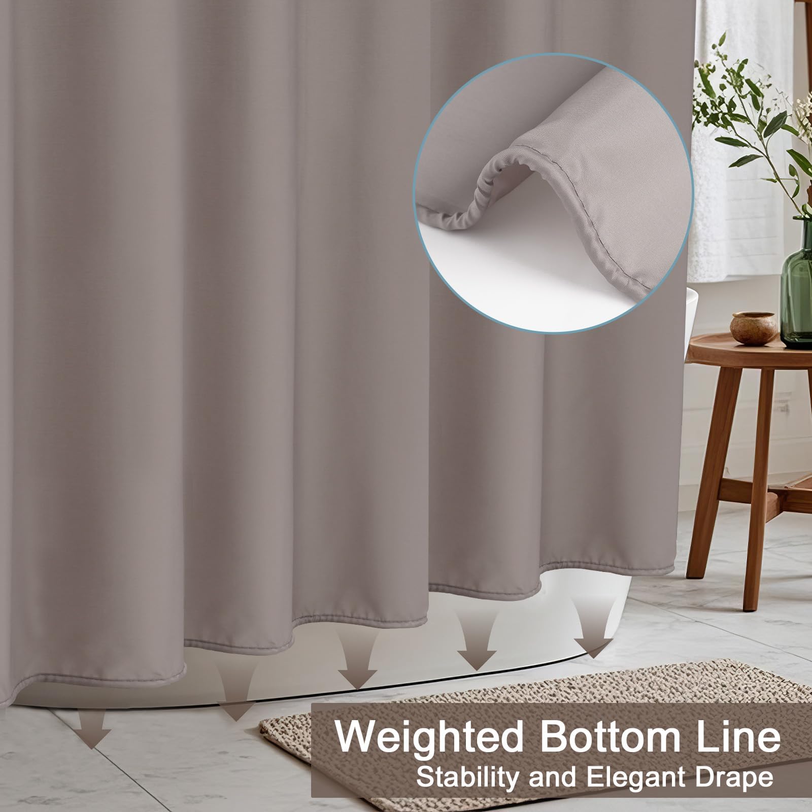AooHome Stall Size 36x72 Inch Shower Curtain Liner, Half Size Solid Shower Curtain with Hooks, Weighted Hem, Waterproof, Chocolate