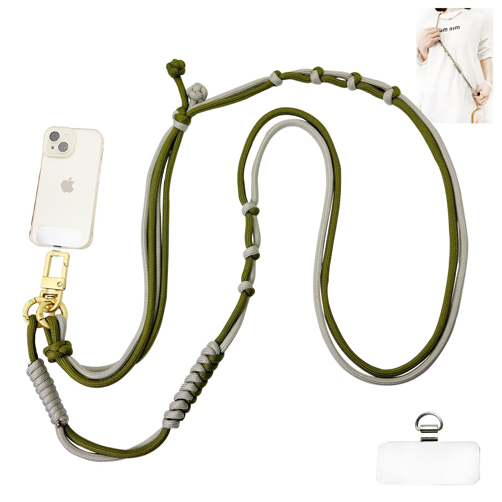DAOSUN Phone Lanyard Cell Phone Strap Crossbody, Anti Theft Phone Cross Body Strap with Stainless Steel Phone Tether Tab