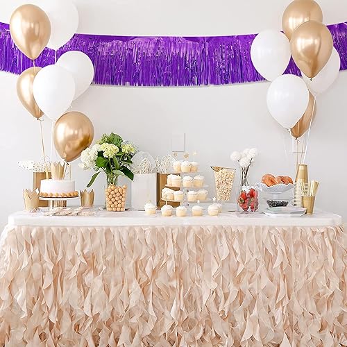 Miniatura 6 de Paquete de 5 guirnaldas de flecos morados de 10 pies, guirnalda de flecos metálicos de oropel metálico, pancarta de fondo para desfiles, flotadores,