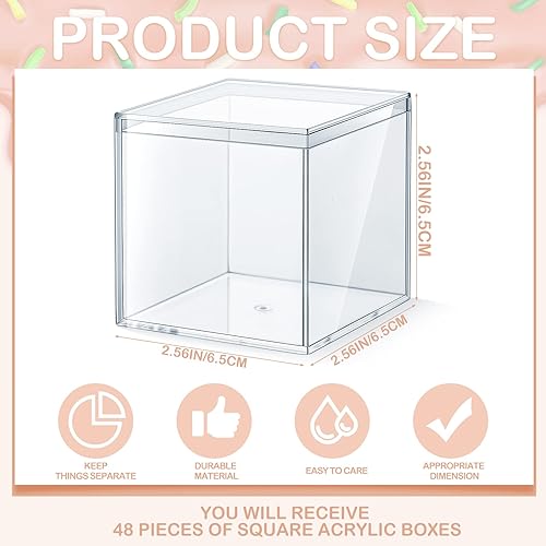 Miniatura 2 de Yulejo Cubo cuadrado de plástico acrílico, caja pequeña de acrílico con tapa, mini cajas de acrílico, caja organizadora cuadrada para pastillas de