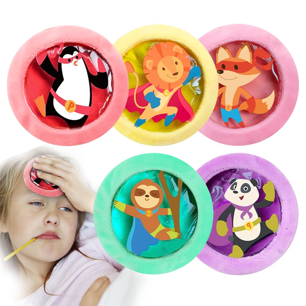 CouleursKids Ice Pack, Hot or Cold Pack Gel Cooling Pad, Reusable for Injuries Medical Health,Swelling and Pain Relief, Tired Eyes, Child Injury, Headache, Sinus Relief (5 pcs)