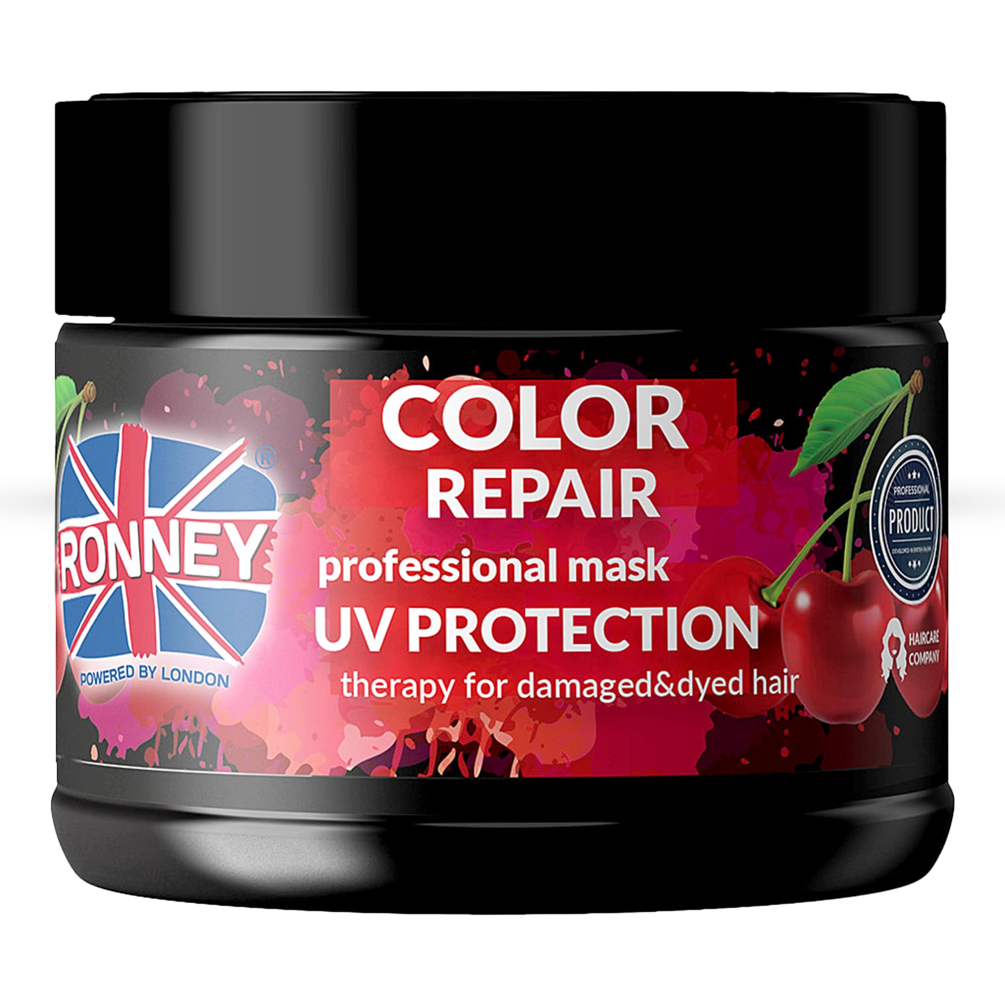 RONNEY Hair Mask for Coloured Hair with Cherry Extract, 300 ml Professional Colour Repairing and Restoring with UV Protection
