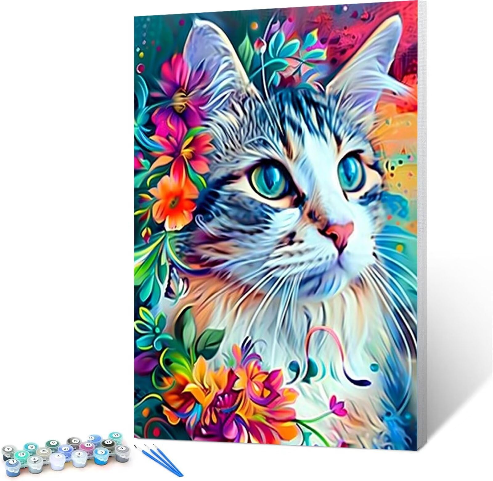Malen nach Zahlen Kinder ab 7 8 9 10 Jahre Mädchen, Malen nach Zahlen Erwachsene Malen-Nach-Zahlen Kinder Teenager Kreatives fürGeschenkideen Malen nach Zahlen Regenbogen Blick 60x80cm (mit Rahmen)