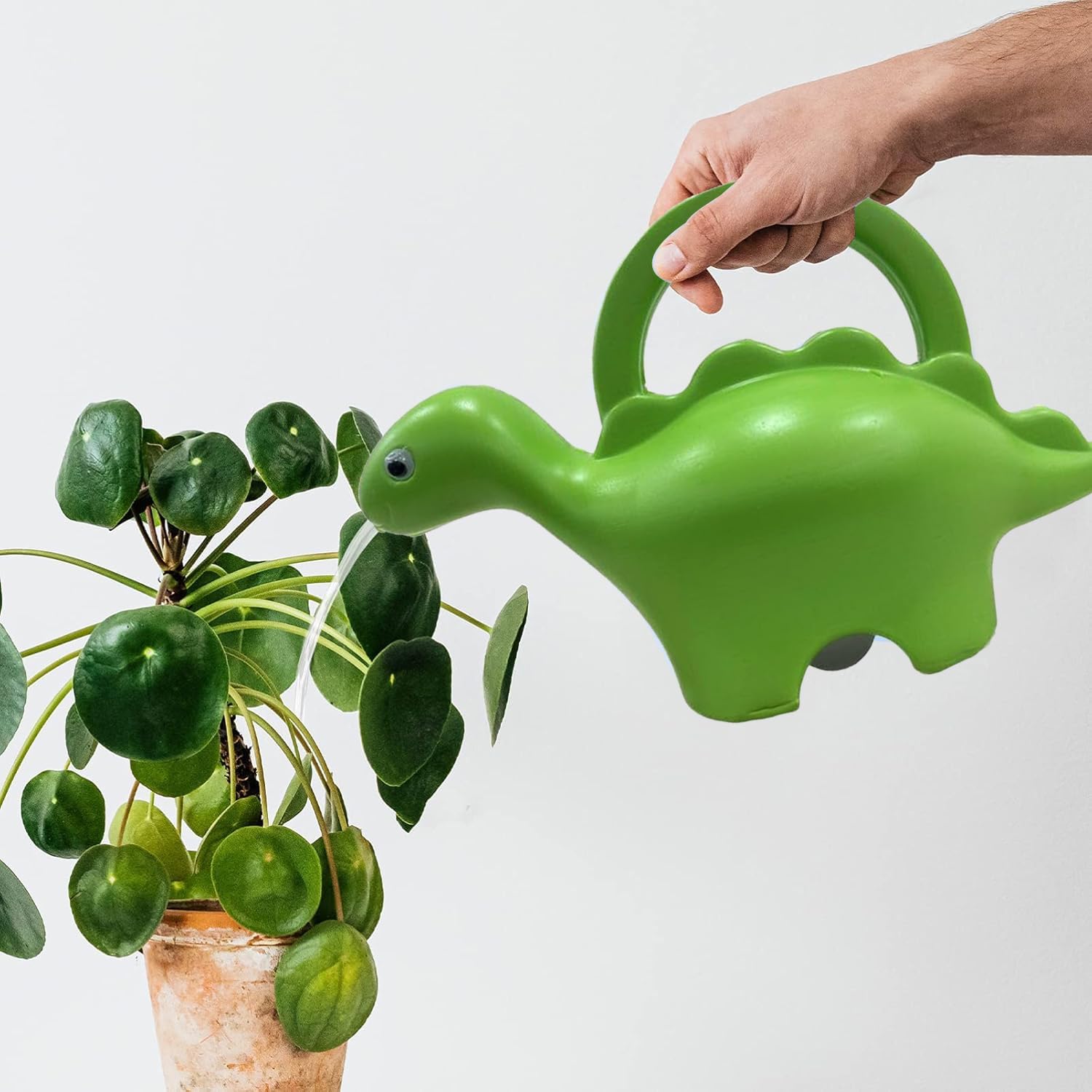 Go Hooked Plastic Dinosaur Shape 1 Liter Kids Watering Can for House Plants & Garden Plants Roar Some Gardening Dino Shaped Delight Garden Time Travel (Pack of 1, Green, 1 Liter)