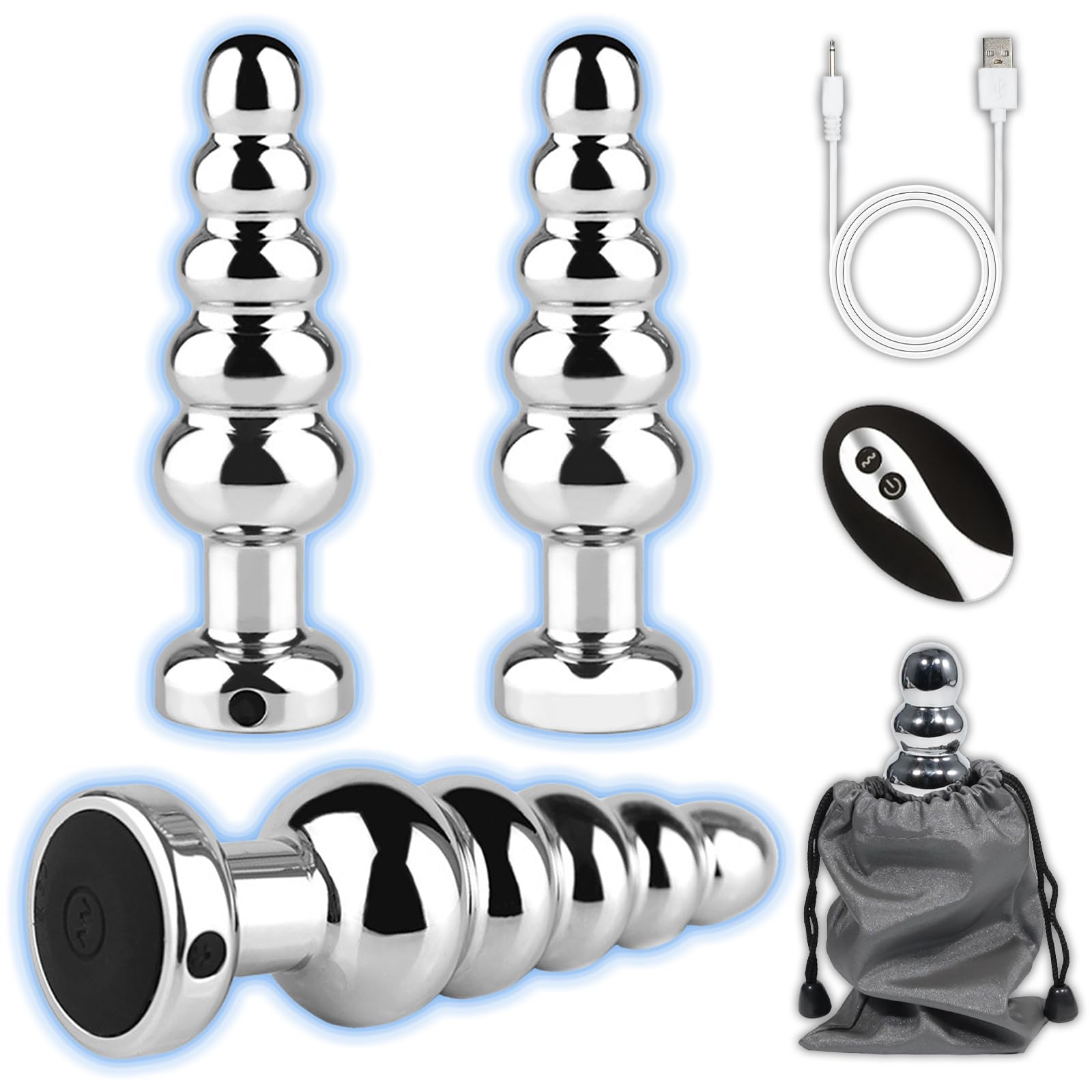 AMAZBEE Spine Anali Vibratori per gli Uomini 10 Modalità di Vibrazione Donne Giocattoli del Sesso Massaggiatore Prostatico Vibratore Metallo Anale Catena Dildo Vibratore (5 Beads)
