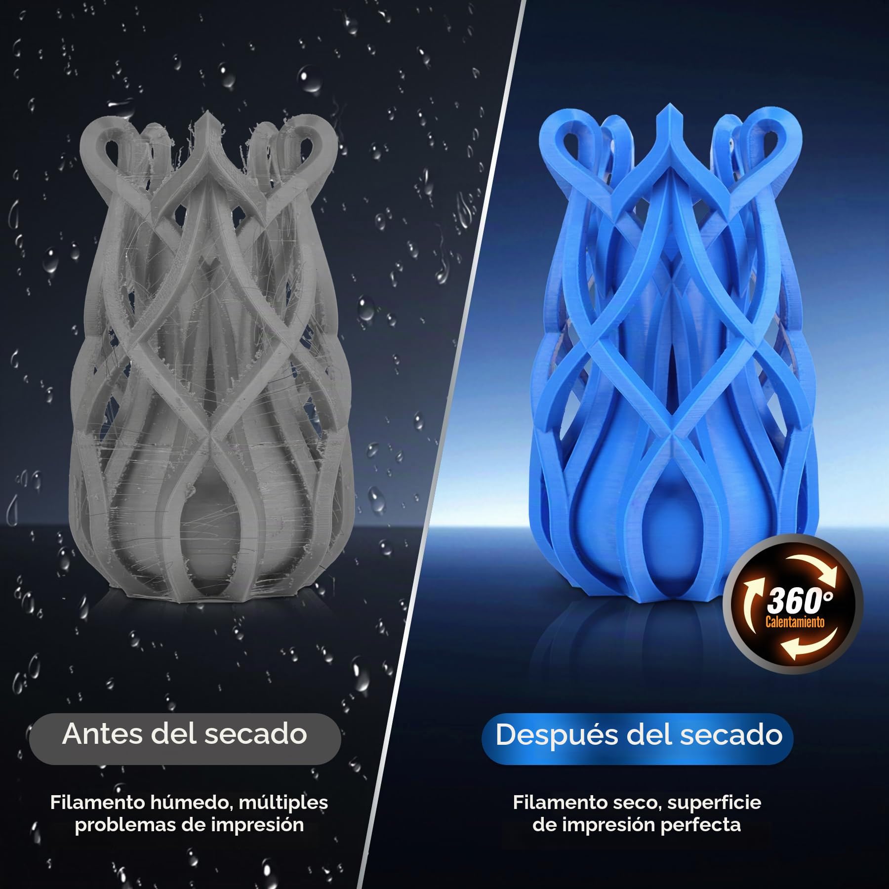 SUNLU Secador de filamentos oficial S4 Negro, impresora 3D actualizada | deshidratador de filamento de 4 bobinas, calentamiento rápido, equilibrio de temperatura