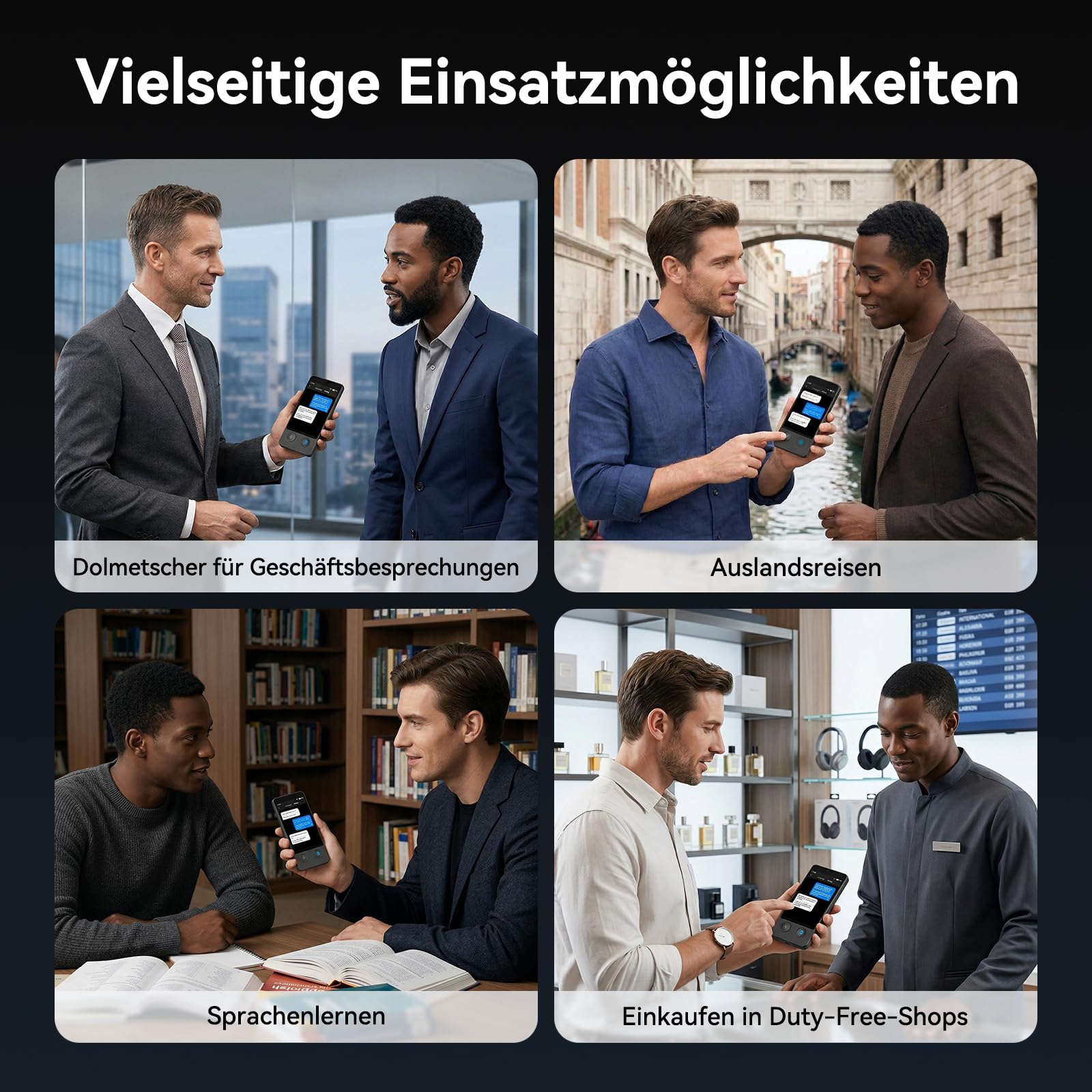 Wooask W12 Sprachübersetzer, 140 Sprachen Echtzeit Online/Offline/ChatGPT/Foto Unterstützung