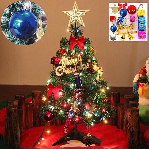 Mini árbol de Navidad pequeño con luces LED, adornos de mesa, decoración de Navidad artificial para interiores, 24 pulgadas/23.6 in Verde