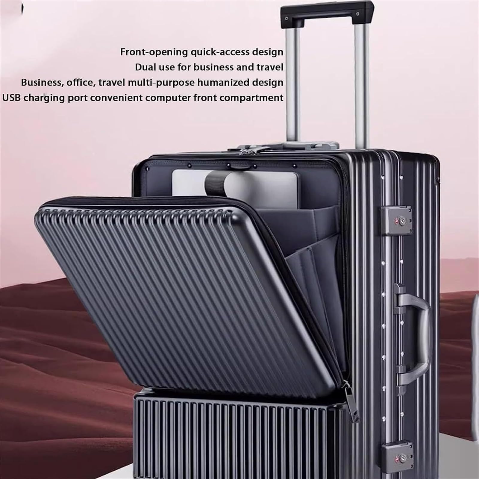 Walizka Podróżna Walizki Z Aluminiową Ramą Do Noszenia Bagażu Z Kółkami Konstrukcja Separacji Suchej I Mokrej Walizka Kabinowa (Color : D, Size : 22in)