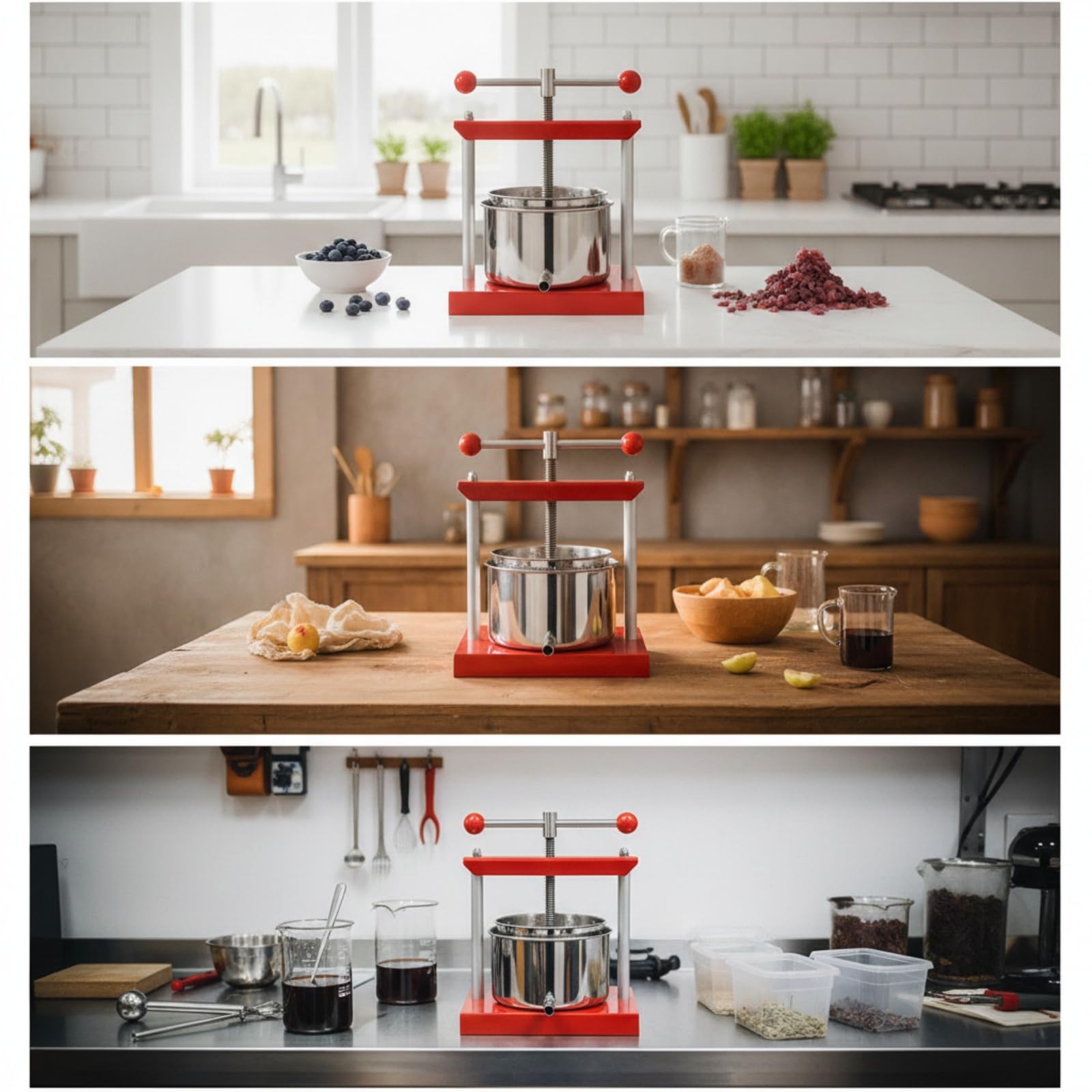 Baoblaze Manual Press Torchio Vino Spremifrutta Spremi UVA Spremi Formaggio con Cilindro in Acciaio Inox E Meccanismo a Vite con Doppie Impugnature Adatto a, 3L