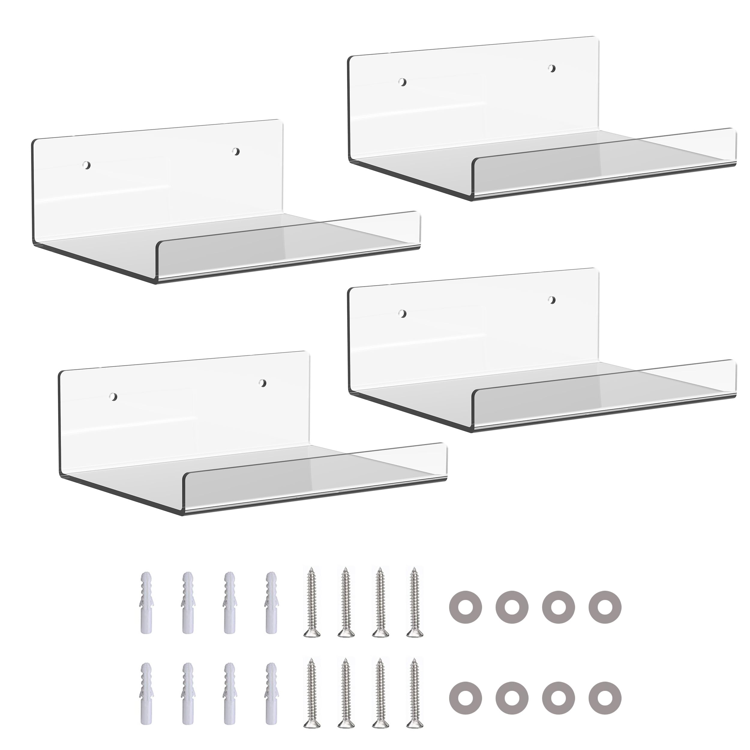 JDEA Wall-Mounted Acrylic Shelves Suitable for Wall-Mounted Display Rack Storage Rack Suitable for Children's Bookshelf Room Wall Decoration Bedroom