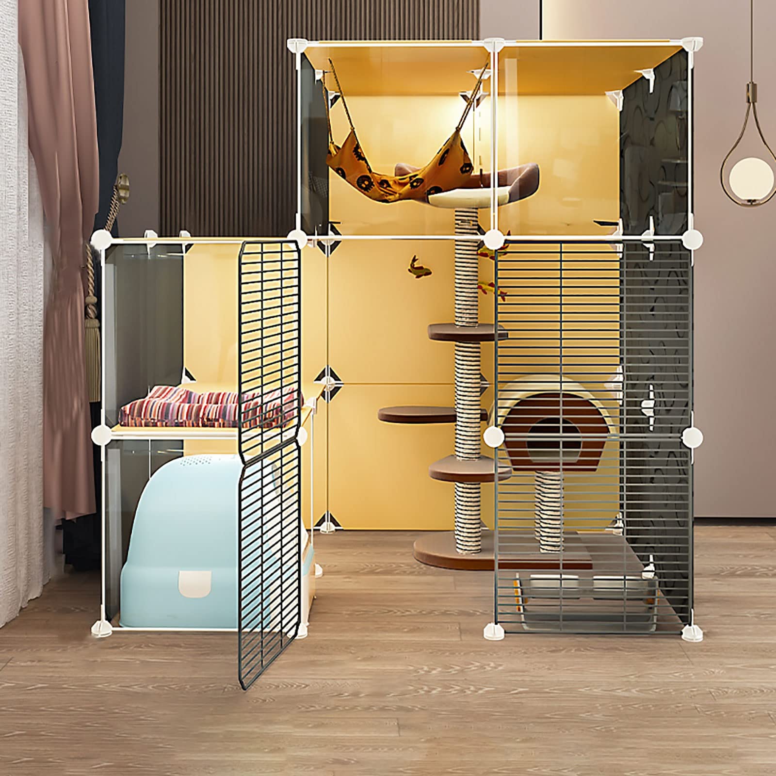 asdchZen Cat Cage,Cat Cages Indoor Cat Enclosure With Cat Litter Box,Large Cat Playpen Detachable Metal Cat S,Exercise Place Ideal For 1-3 Cat,107X72X107Cm