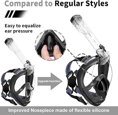 Miniatura 4 de Full Face Snorkel Mask Adults with Ear Pressure Equalizer, Fully Enclosed CO2 Outflow, Silicone Bonding Anti-Leak&Fog,Buckle Folding for Portability