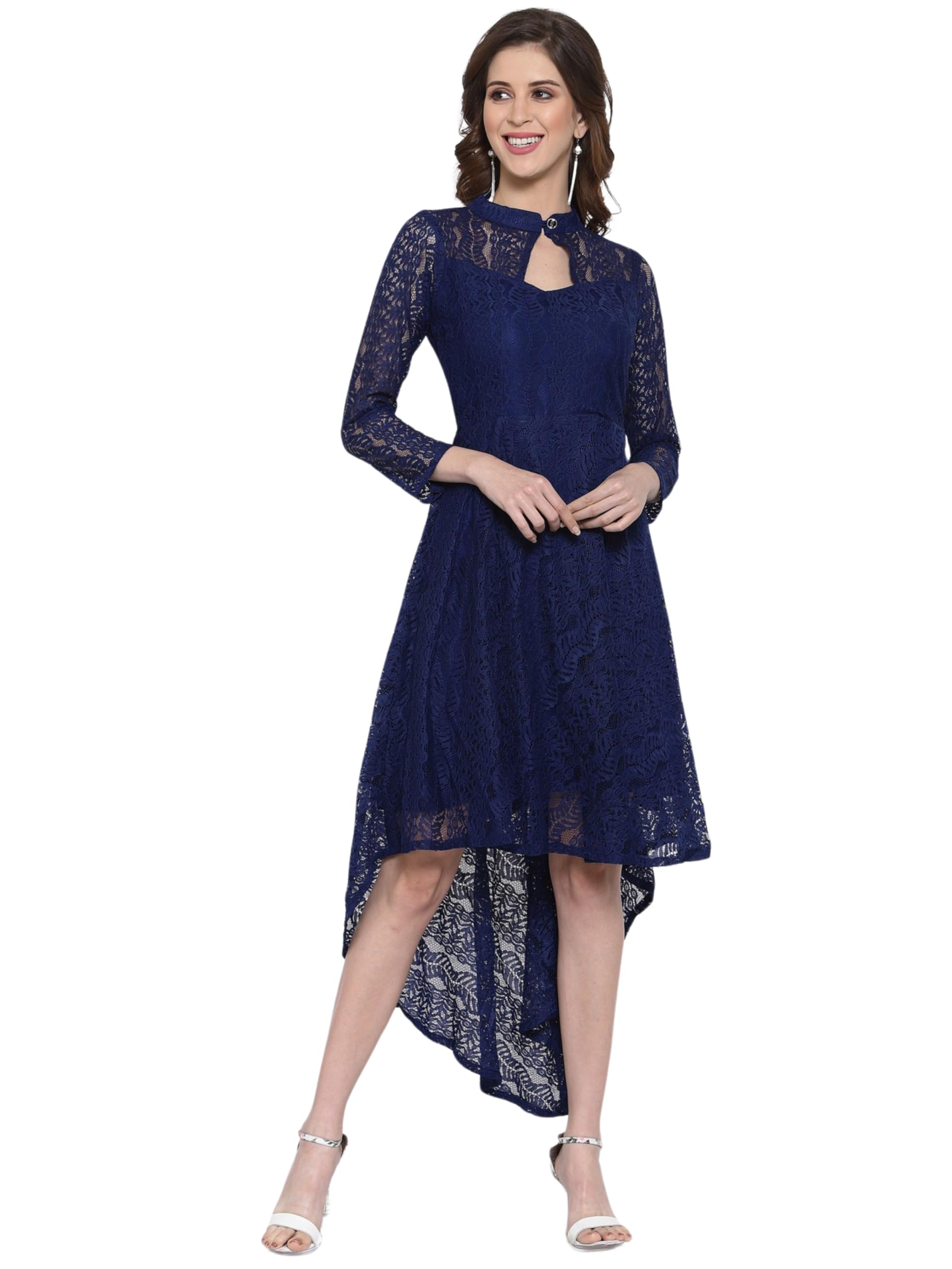 Women's Russel Net Fit & Flare High-Low Dress, Trend with High Low Stylish Western Look-image-25