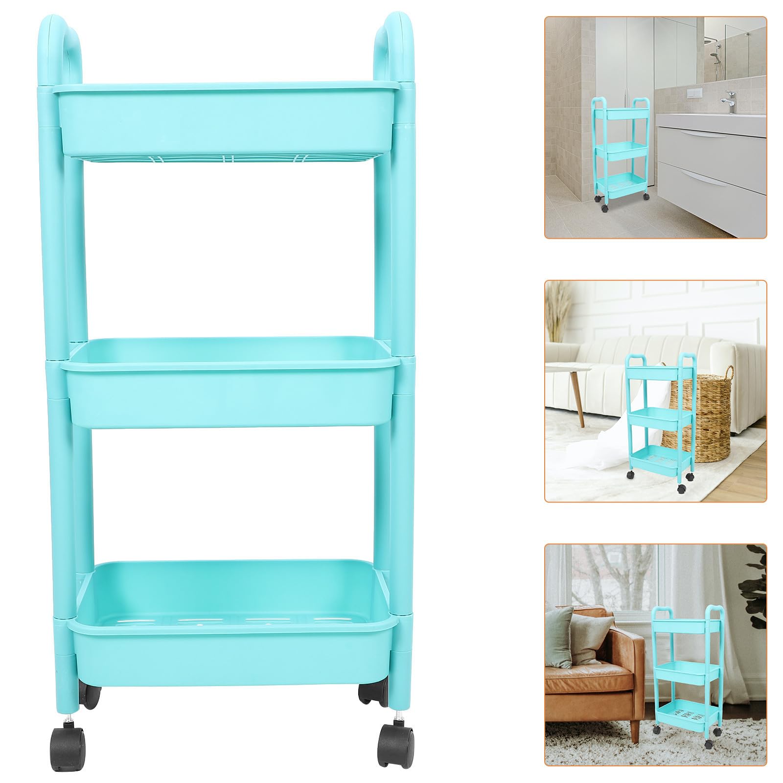 Carrito Organizador Ruedas de 3 Capas, Estante Multiusos de Plástico para Almacenamiento Fácil en Estudio y Hogar