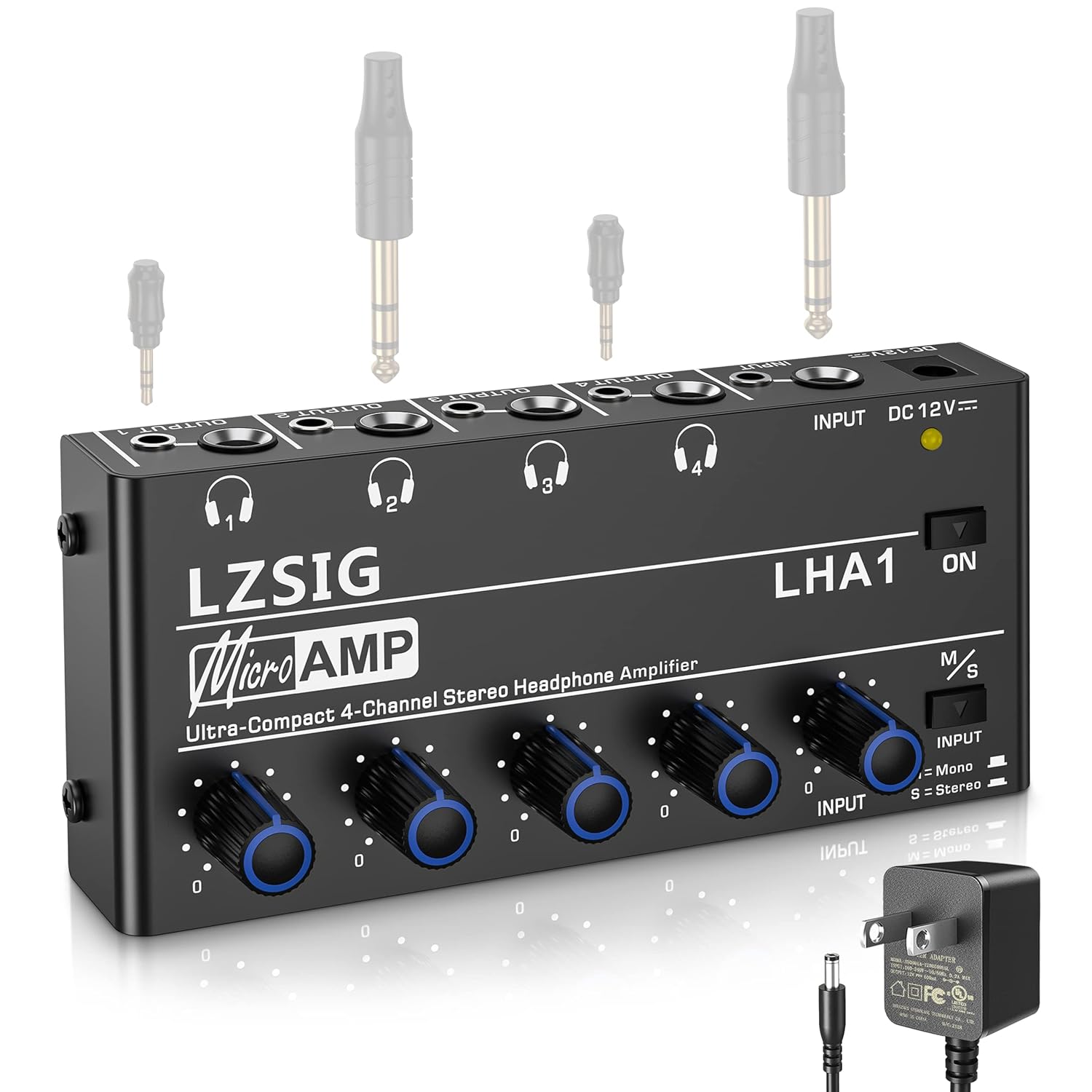 LZSIG Headphone Amplifier 4 Channel Metal Stereo Audio Amplifier,Mini
