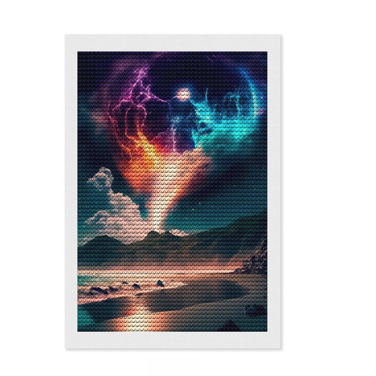 Junmoney Supernova DIY Diamond Art Canvas Kit 8"x12", for Adults, Finish and Display, Birthday Gift, Aesthetic Room Decor