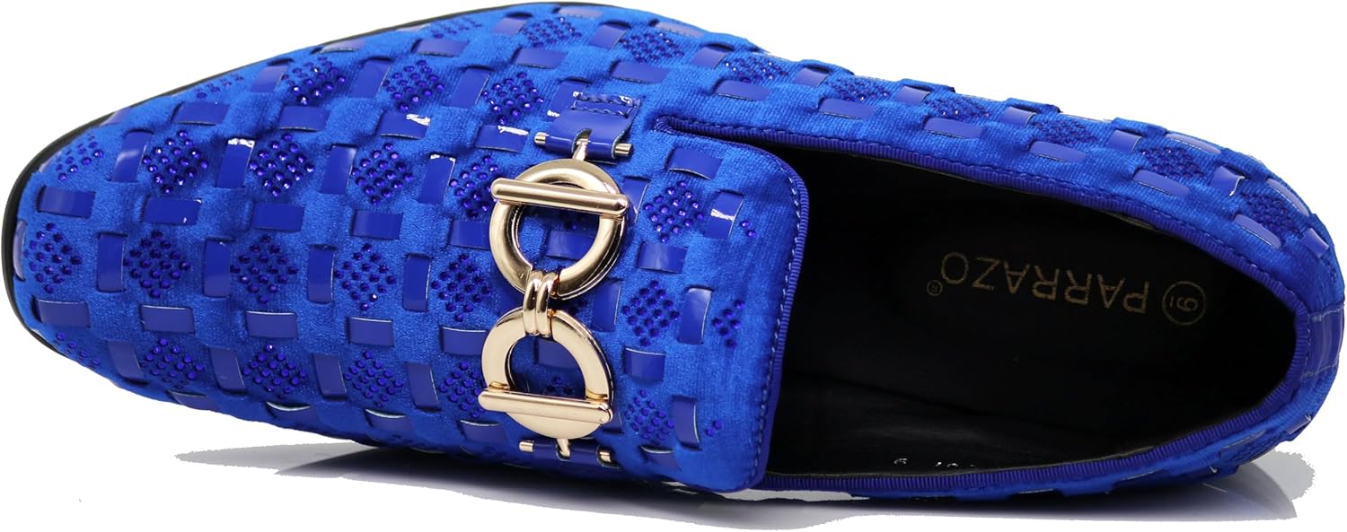 Enzo Romeo UTA Men's Fashion Rhinestone Glitter Buckle Slip On Dress Shoes - Image 6