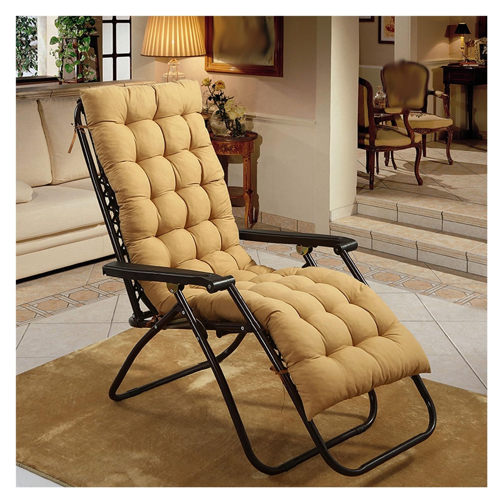Coussin de siège réglable marron 48x148 cm pour chaise à bascule et jardin