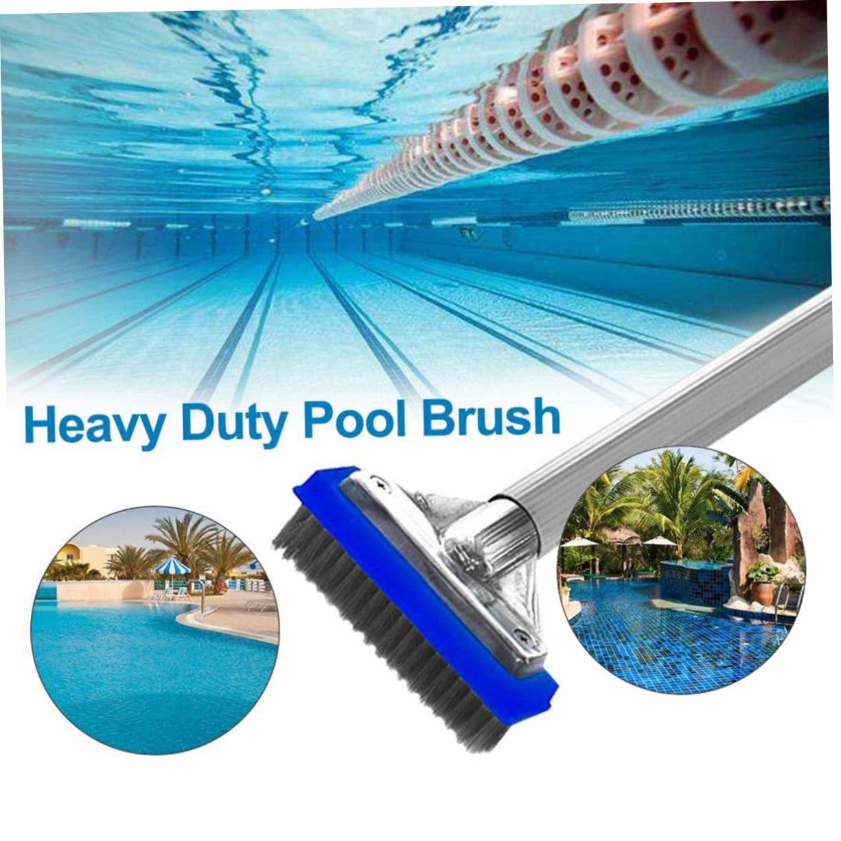 VANZACK 5 Inch Swimming Pool Brush Heavy Duty Stiff Bristles Perfect for Pool Cleaning Bathrooms and Outdoor Surfaces