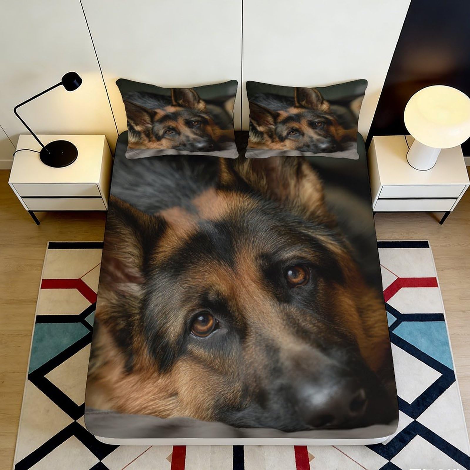 3D Printed Pug Dog Fitted Sheet Microfiber Soft Blue Cartoon Animal Mattress Cover for Bedroom Guest Room Decor 90x200x25cm
