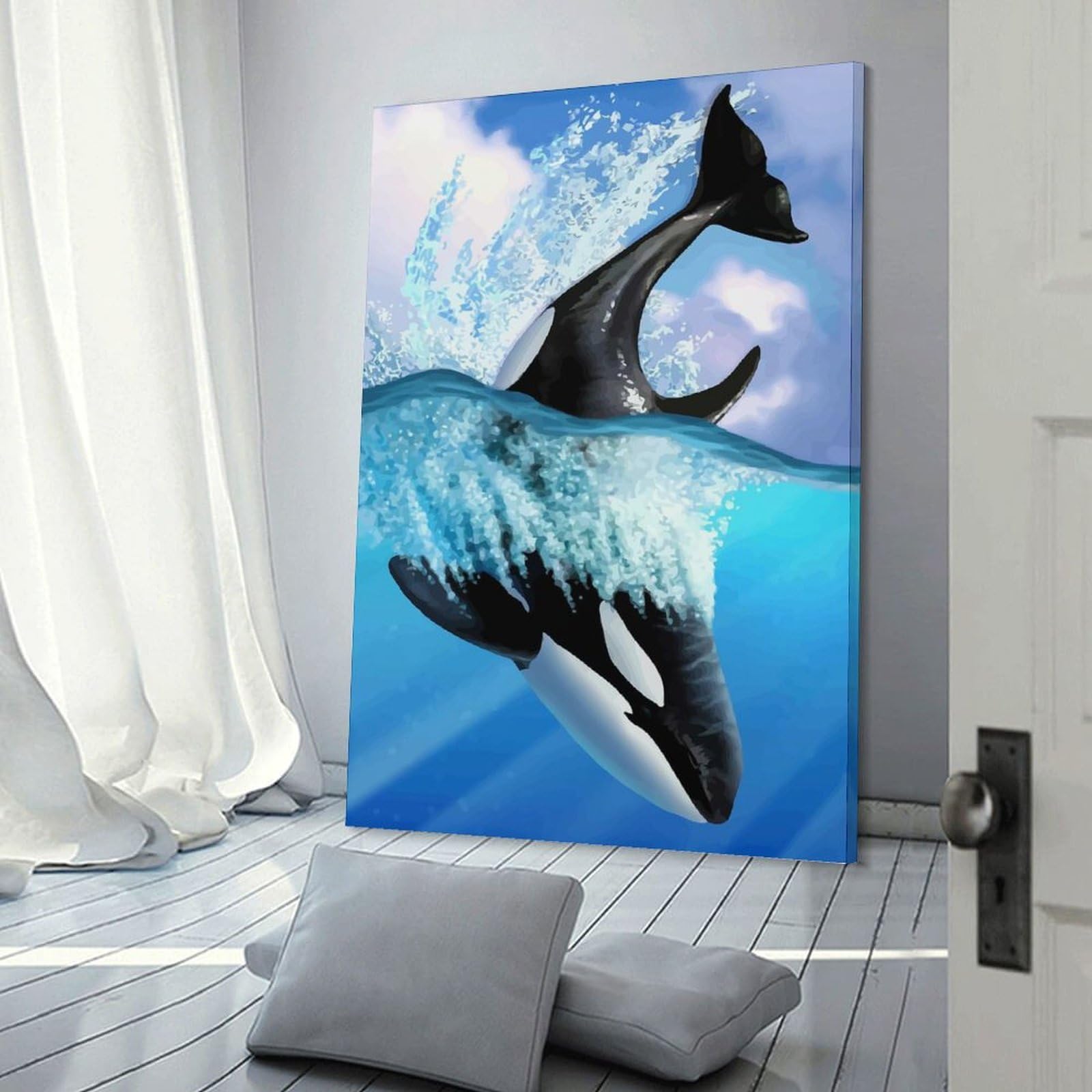 Junmoney Canvas Wall Decor Orca, 20x30inch(50x75cm), for Living Room, Bedroom, Office Or Hallway, Decorative Artwork with Broad Appeal