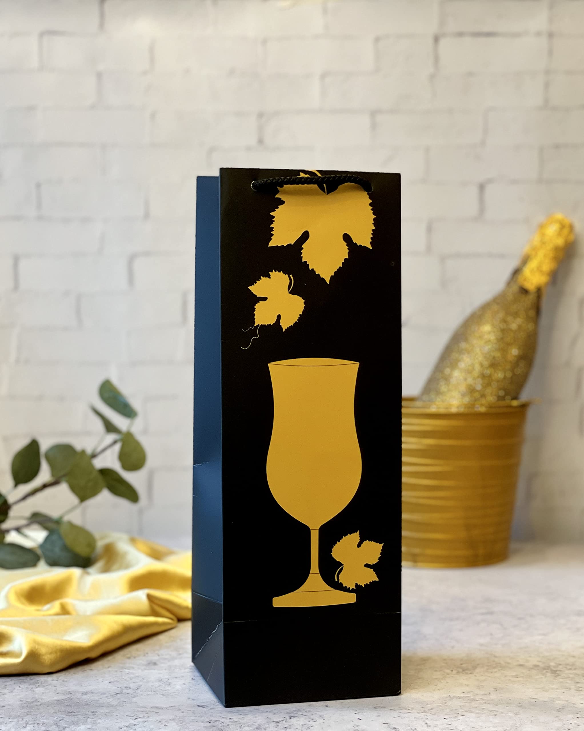 Dovetail Wine & Bottle Gifting Paper Carry Bags, In Elegant & Attractive Designs, Gifting For All Occasions, Parties - Diwali, Christmas, Anniversaries. House Warming, Size 14X5 Inchs, 250 GSM Art Card, 2 Bags Each of 6 Designs 4