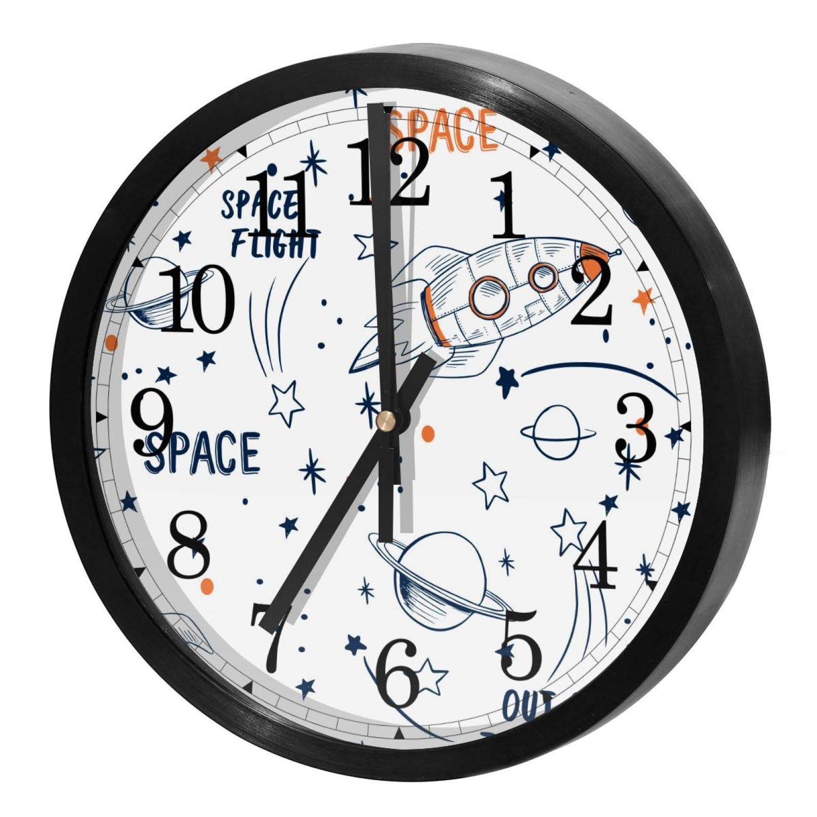 Horloge murale ronde espace et planètes pour cuisine familiale