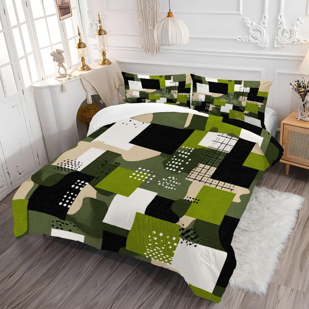 Komplet pościeli 3D, 200 x 200 cm, z mikrofibry, abstrakcyjny wzór maskujący, poszewka na kołdrę z zamkiem błyskawicznym, miękka, hipoalergiczna, wielokolorowa, zestaw pościeli dla dzieci, nastolatków