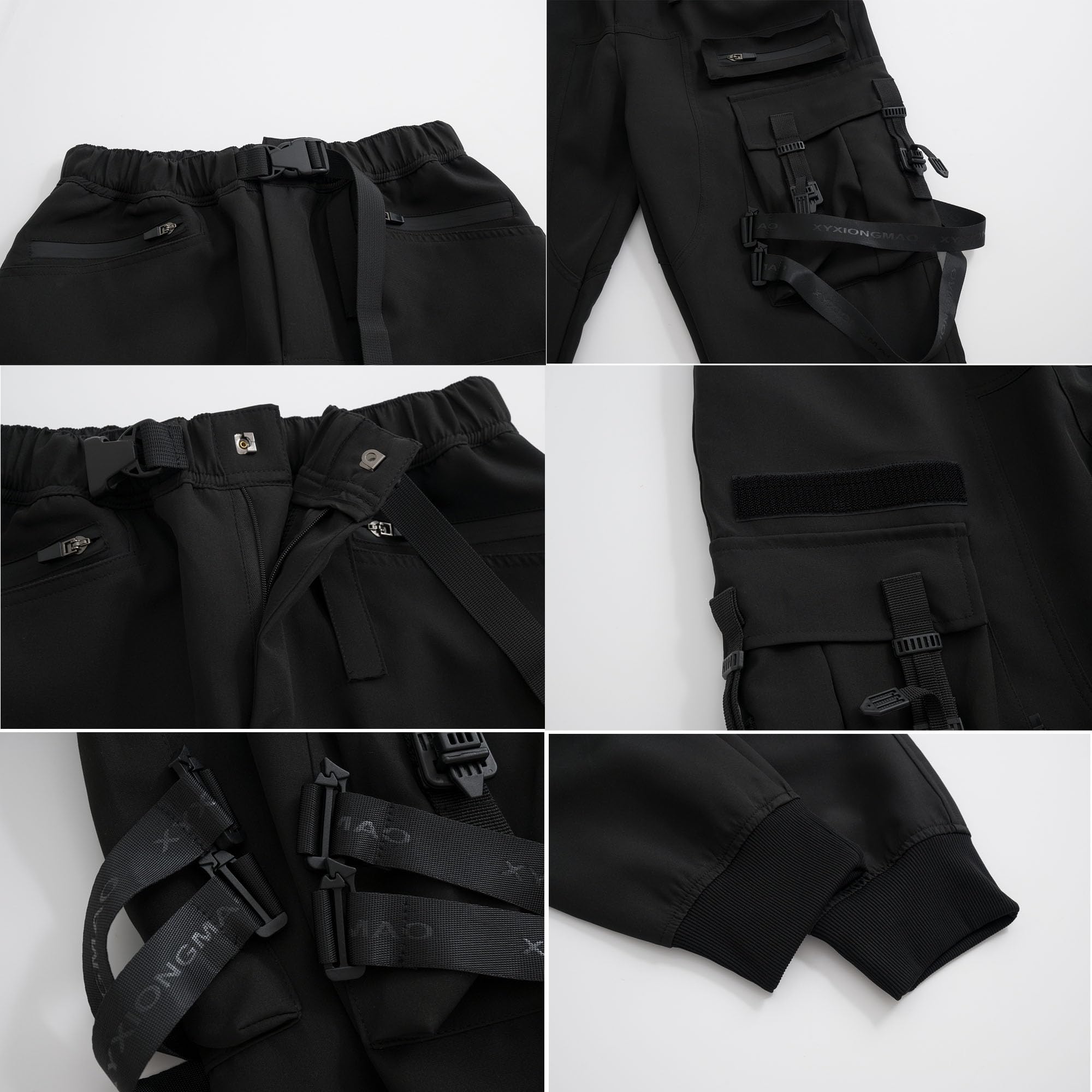 Funktionelle Techwear Punk Dark Goth Hose, Jogger, taktische 7 Taschen, hohe Taille, schwarze Cargohose für Damen