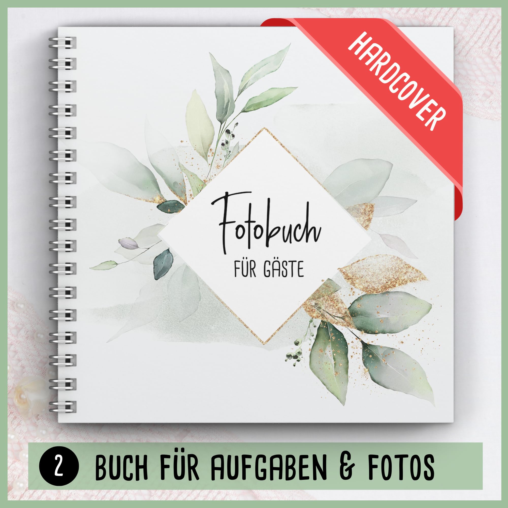 Fotospiel Hochzeit Set by snaPmee - 50+4 Fotoaufgaben, Fotobuch (Hardcover) mit Stift, 133 Sticker, 10 Tischaufsteller - als Gästebuch Alternative