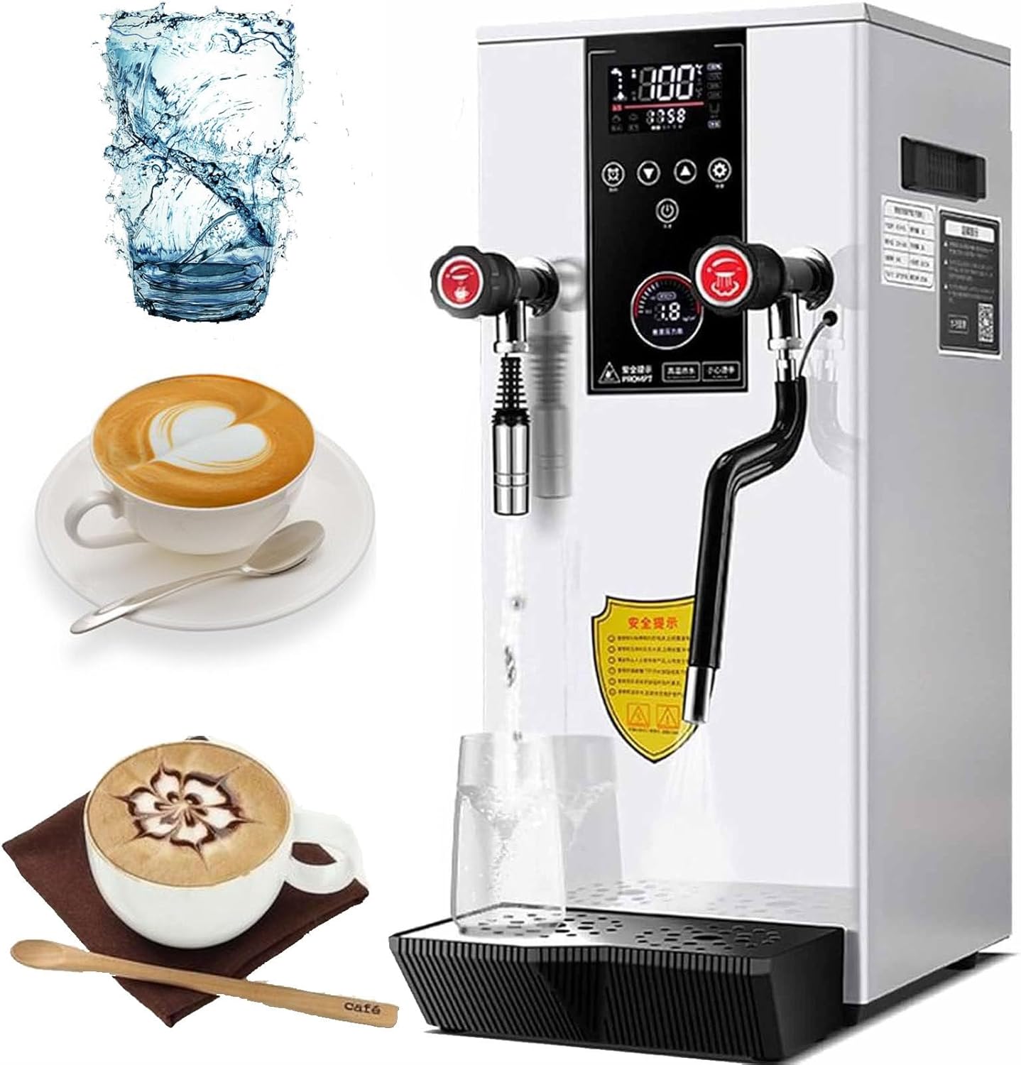 Commercial Milk Frother 2500W - Stainless Steel Electric Steam Machine for Coffee, Milk Tea & Cold Drinks - Ideal for Restaurants & Cafés - White