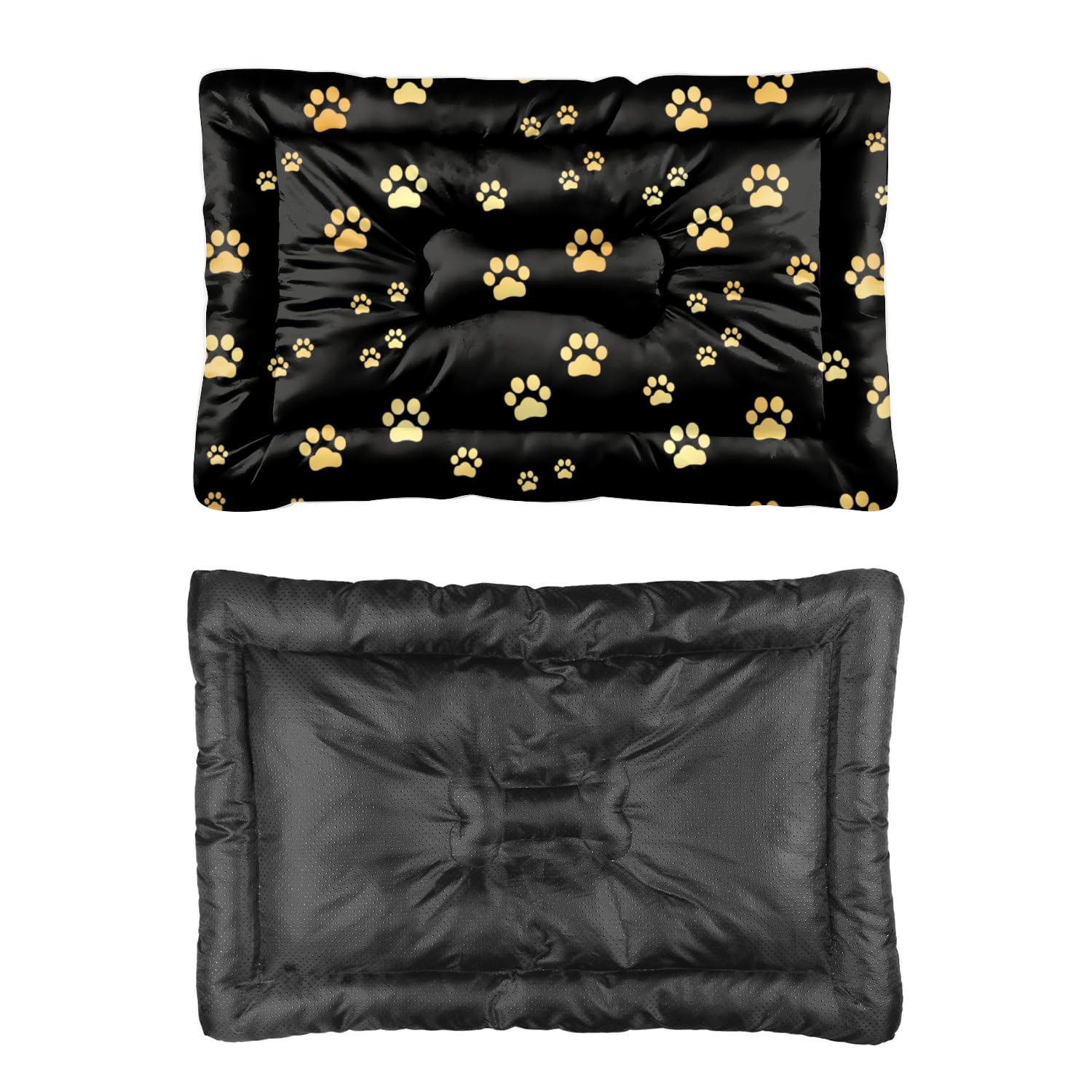 Nudoraw Gold Paw Dog Bed Large Washable Thick Pet Bed Calming Crate Mattress with Non Skid Bottom Flat Travel Mat Washable Beds Dogs Crate Furniture Cat Beds for Indoor Cats Outdoor Dogs 90 X 60 cm