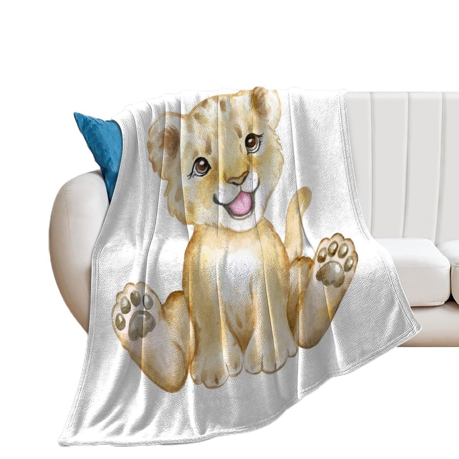 Plaid couette polaire lion couverture flanelle douce 150x200 cm