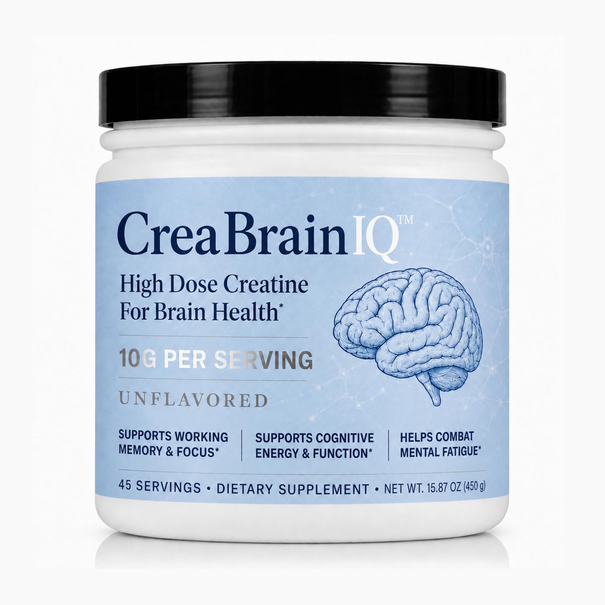 Utzy Naturals CreaBrainIQ | High Dose Creatine Powder - 10g | 45 Servings
