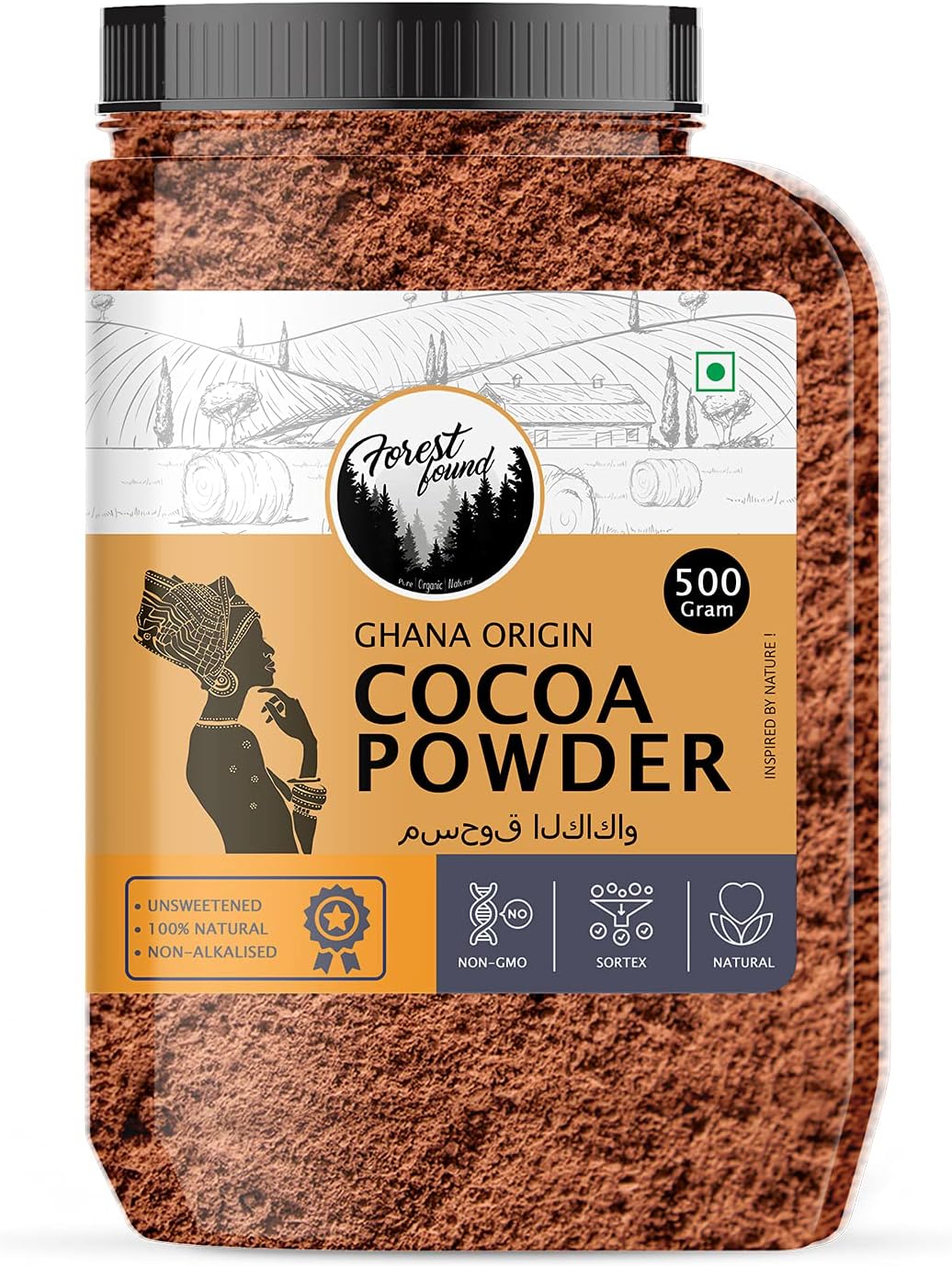 Forest Found 100% Pure Dark Cocoa Powder 500g | Unsweetened Natural Dutch Process Cacao for Baking, Chocolate Making, Cakes & Smoothies | Rich Aroma, Keto Friendly & Vegan Cocoa Powder