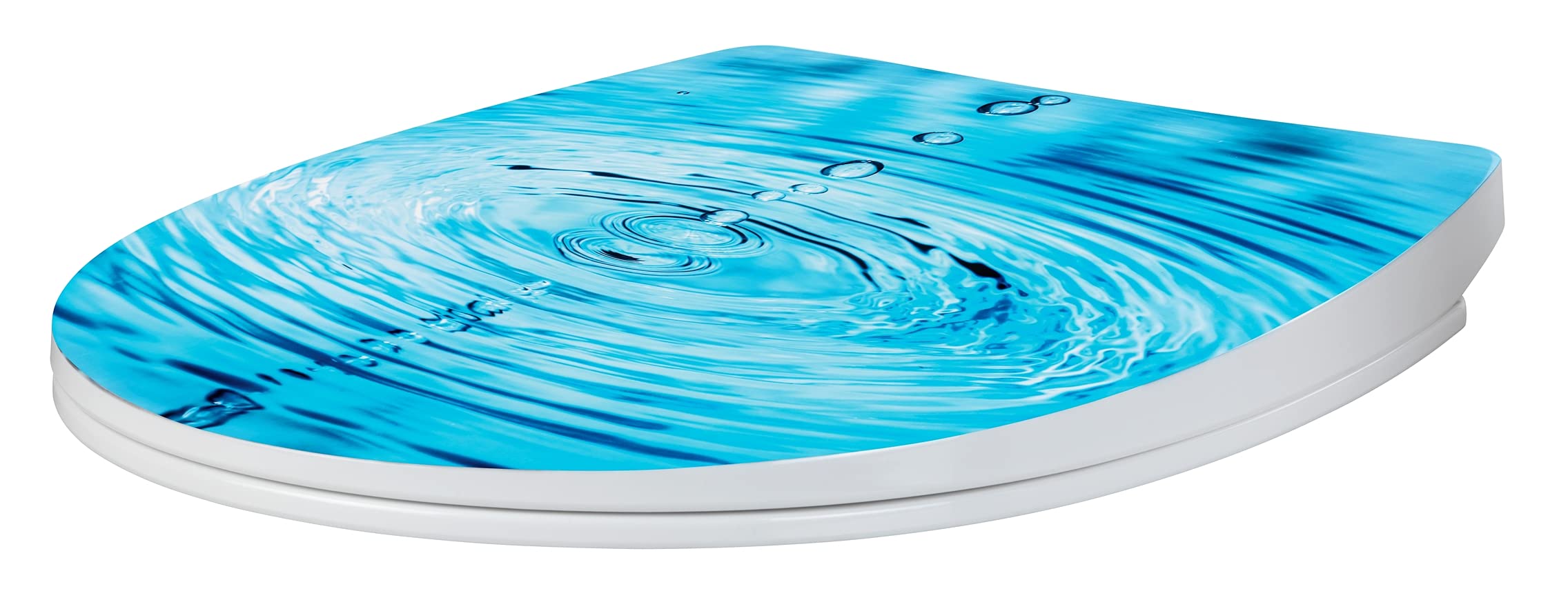 WENKO Abattant WC Original Goutte d'eau | Abattant WC avec Frein de Chute | Fixation Simple et Rapide en INOX Flix-Clip | Duroplast | 46,5X38,5x6 cm | Bleu