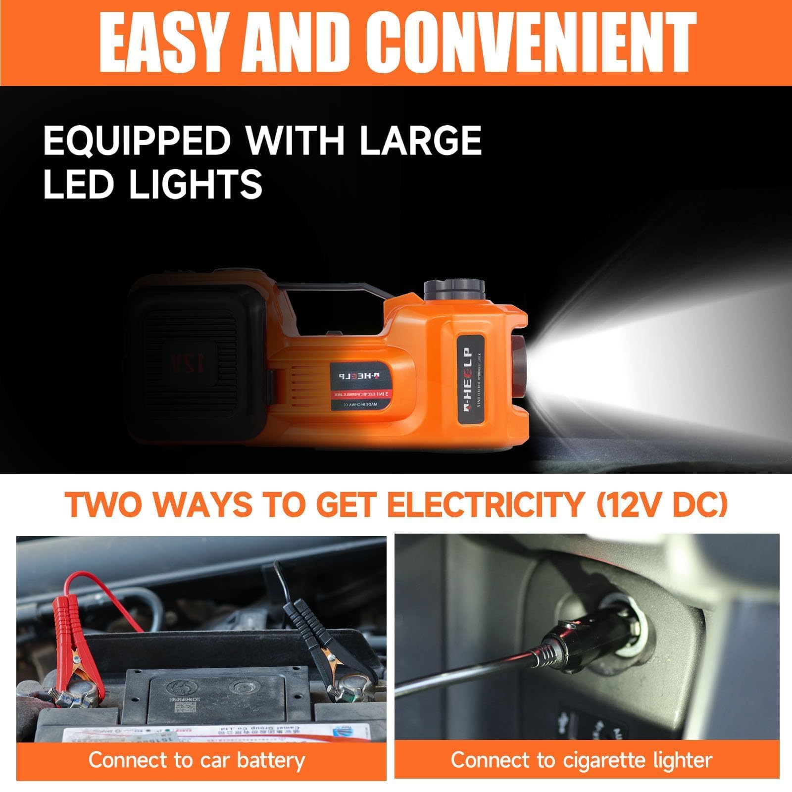 Toby's Electric Car Jack 5Ton 12V Hydraulic Car Jack Kit with Electric Impact Wrench for SUV MPV Sedan Truck Change Tires Garage Repair