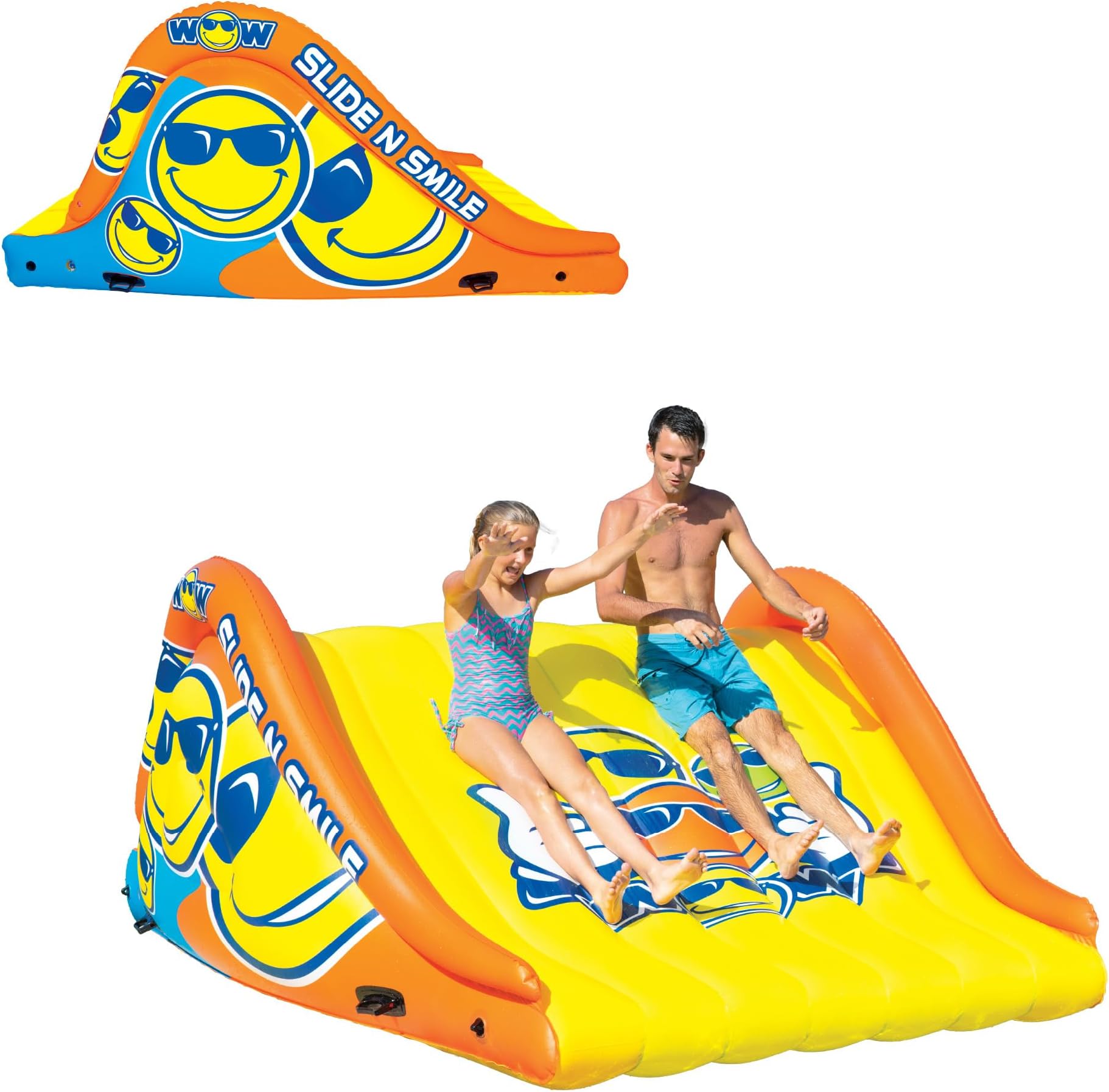 WOW Sports Slide N Smile Giant Floating Water Slide with 2 Lanes for Adults and Kids