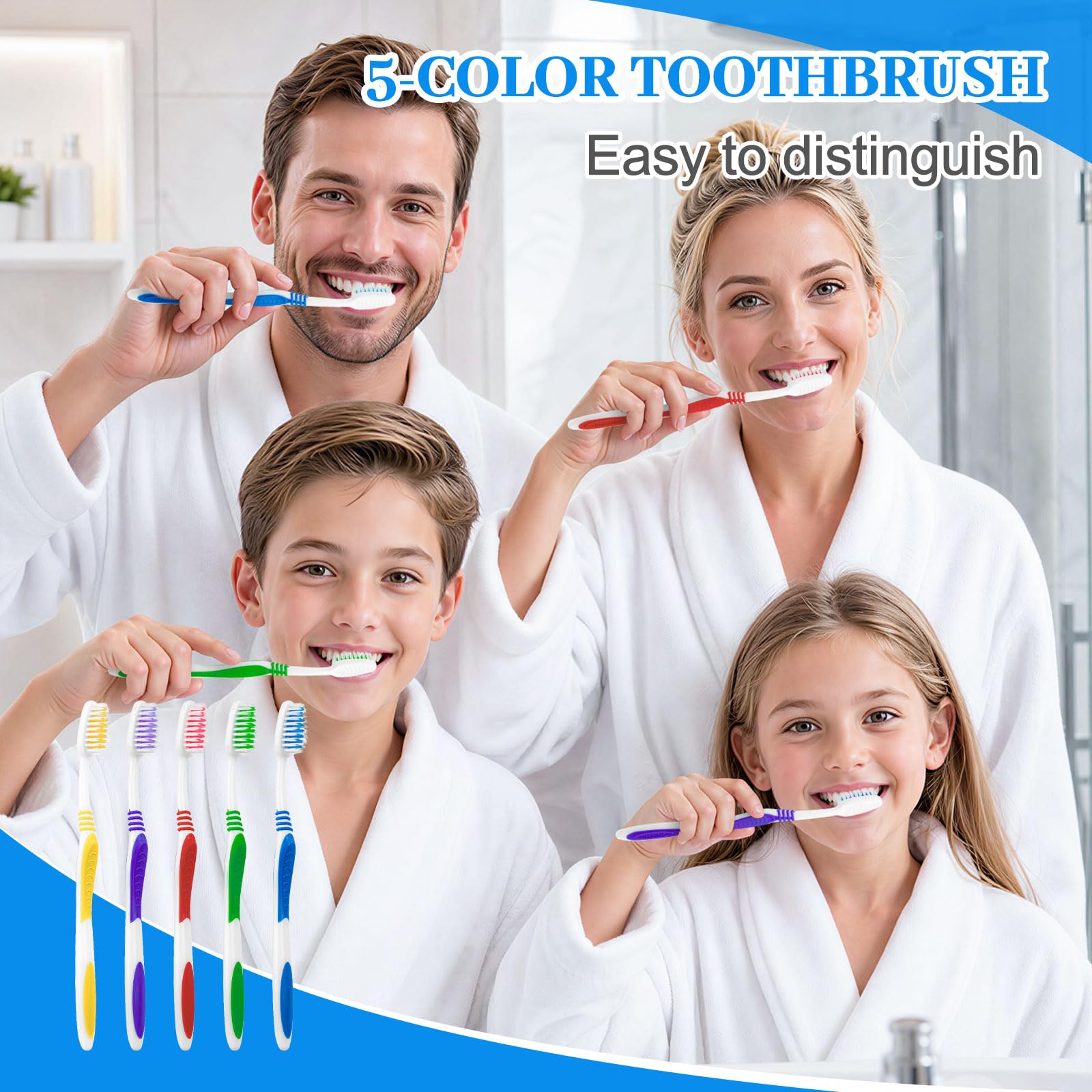 200 pz singolarmente avvolto spazzolini da denti sfusi, colorato manuale monouso viaggio spazzolino set per adulto, bambino, setole morbide medie, per viaggi, hotel (200 pz, 5 colori)