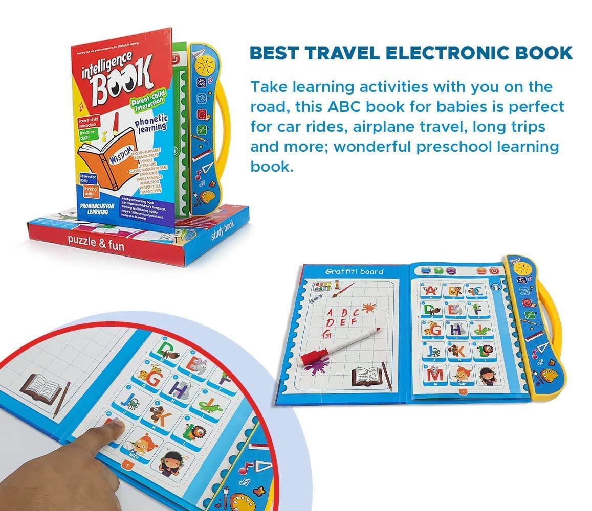 Verra Enterprise Electronic Educational Musical Phonetic Learning Interactive Children's ABC Letters, Words, Numbers, Shapes, Sound Colorful Talking Book for 0-3 Year Kids 3
