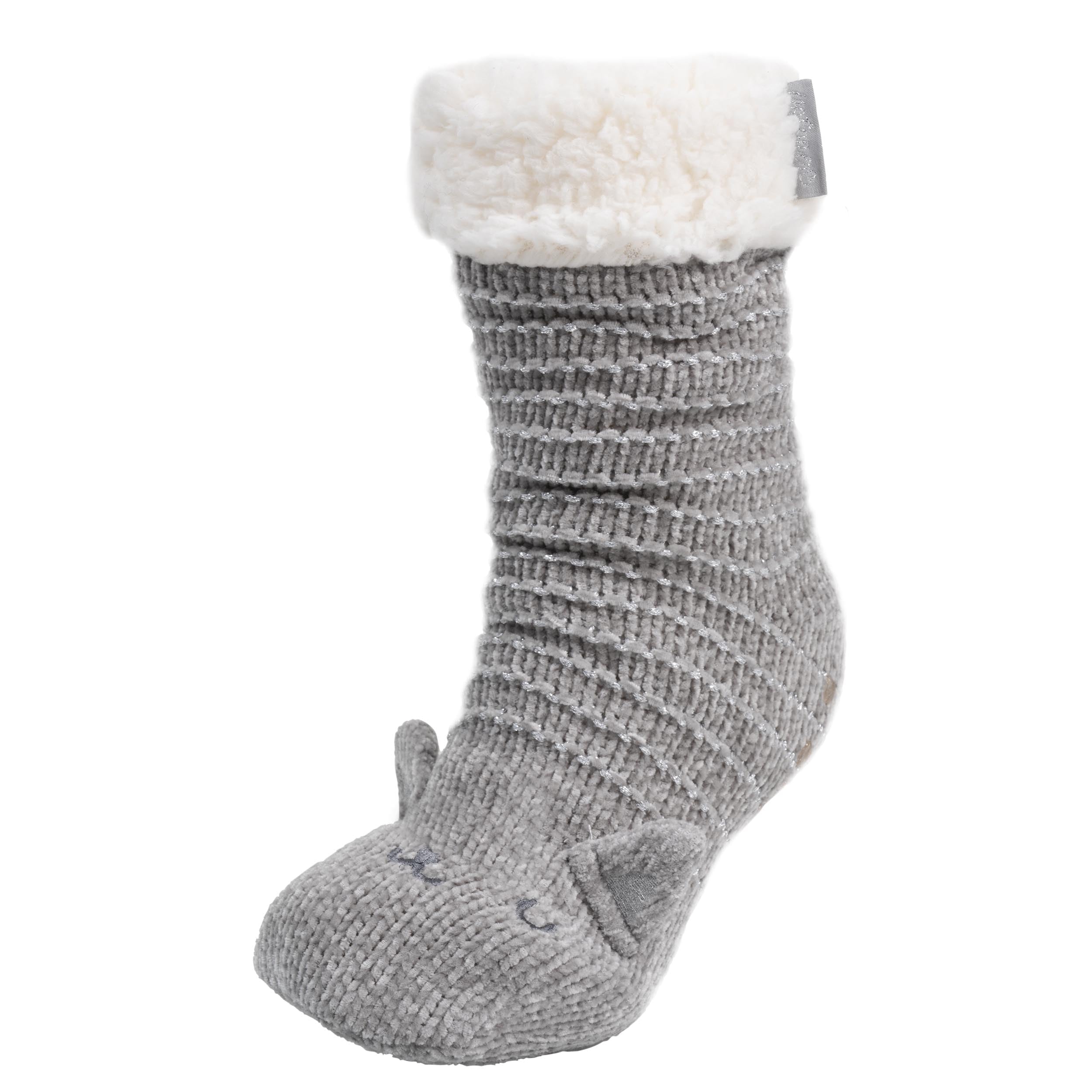 Isotoner Chaussettes d'intérieur femme fourrées, antidérapante, 35/​38, gris