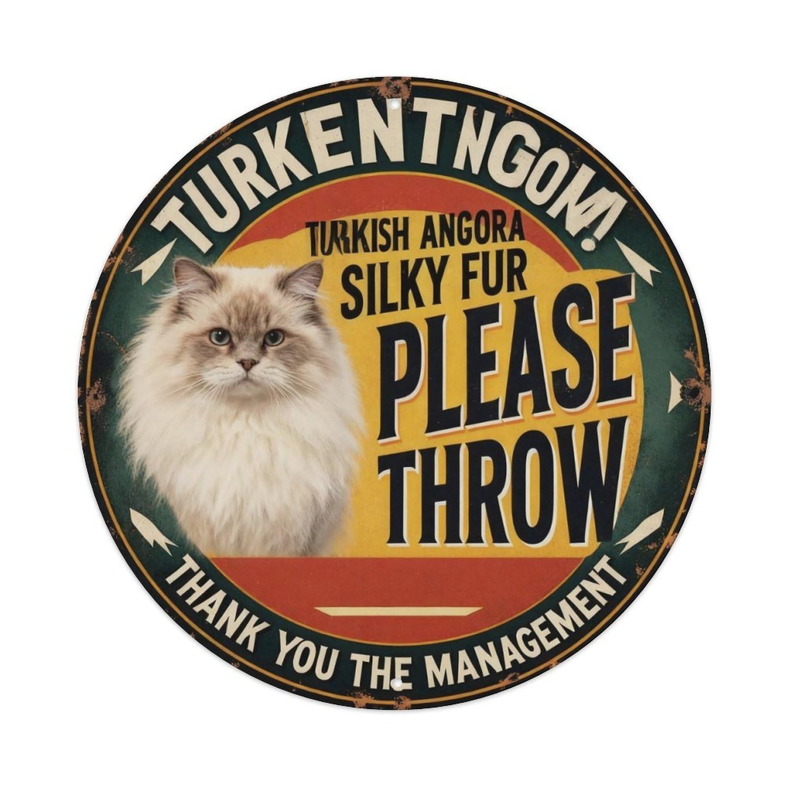 Turkish Angora Silky Fur Metal Tin Sign Plaque